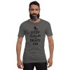 KEEP CALM and SKATE ON (black text) Unisex T-Shirt - Image 4