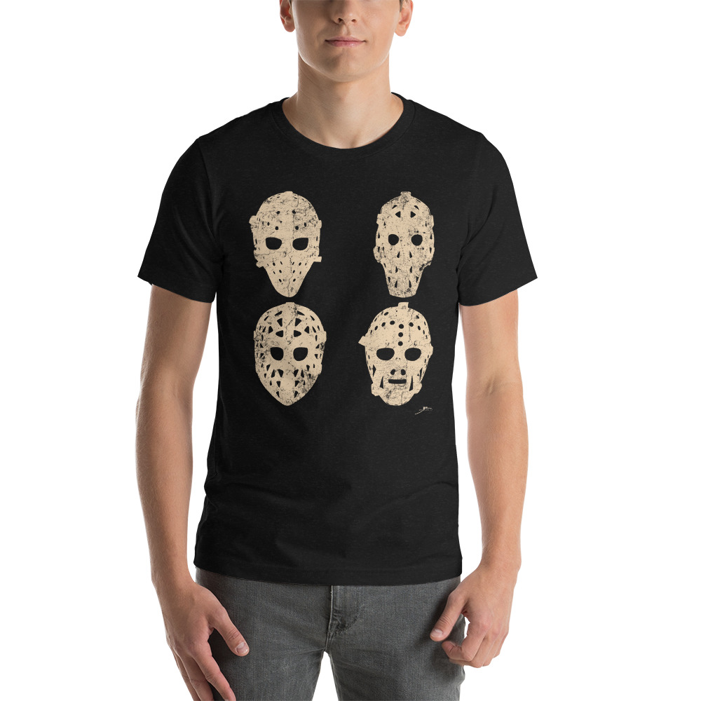 4 Vintage Goalie Masks (ivory) Unisex T-Shirt - Image 2