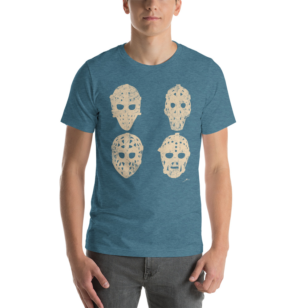 4 Vintage Goalie Masks (ivory) Unisex T-Shirt - Image 13