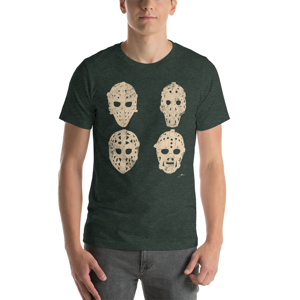 4 Vintage Goalie Masks (ivory) Unisex T-Shirt - Image 9