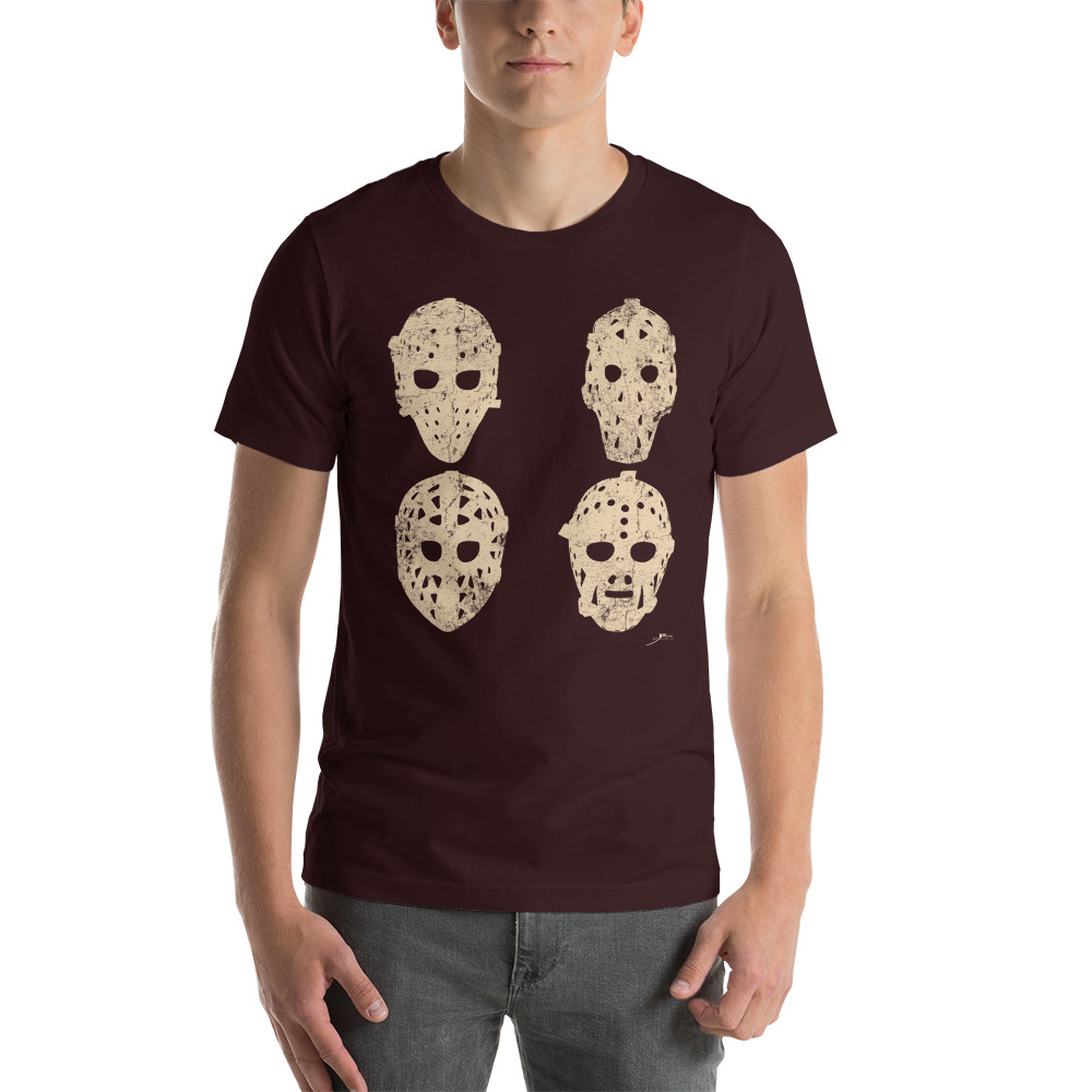 4 Vintage Goalie Masks (ivory) Unisex T-Shirt - Image 4