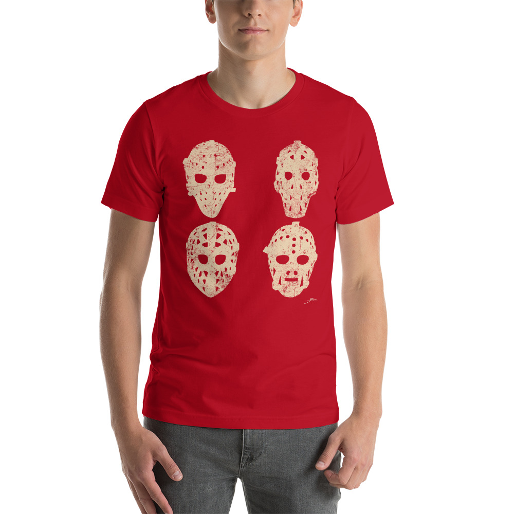 4 Vintage Goalie Masks (ivory) Unisex T-Shirt - Image 7