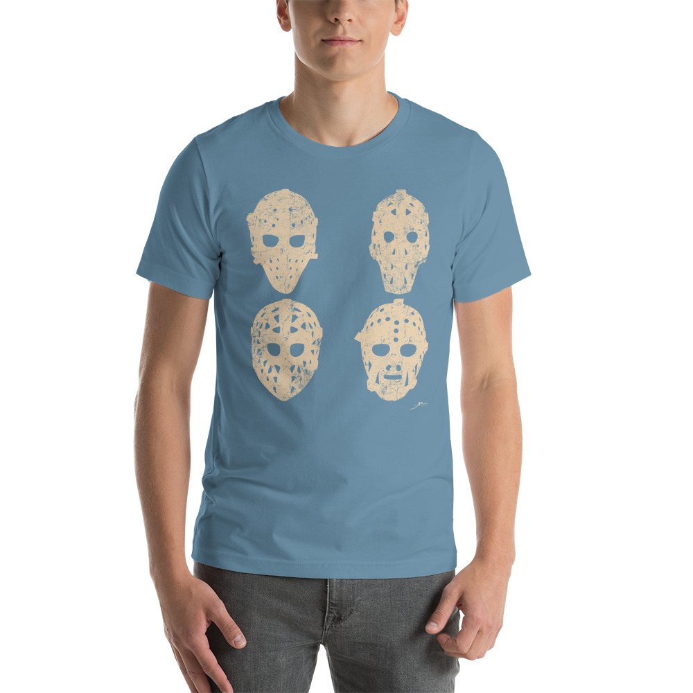 4 Vintage Goalie Masks (ivory) Unisex T-Shirt - Image 14