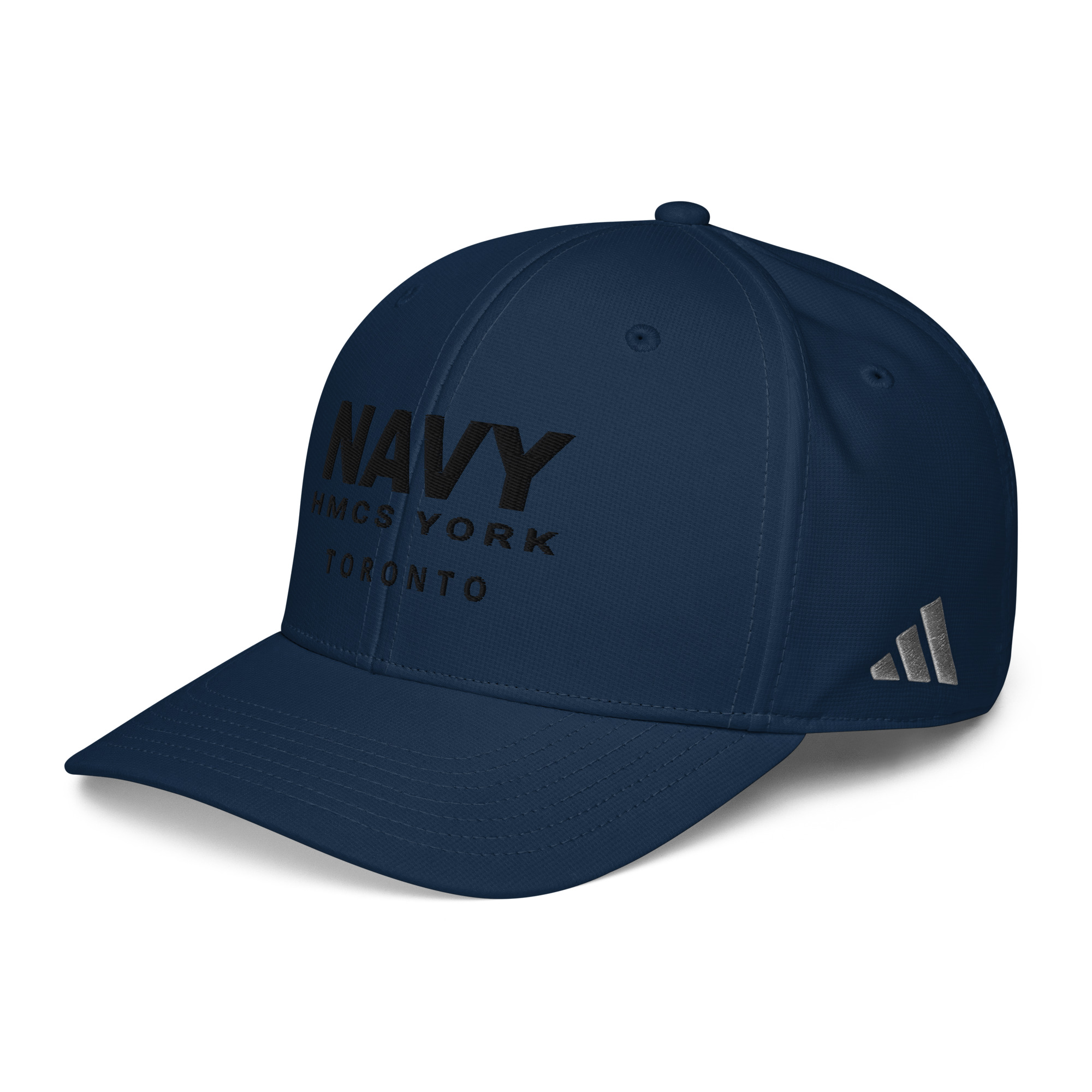 Embroidered NAVY HMCS YORK adidas performance cap (Black Thread) - Image 13