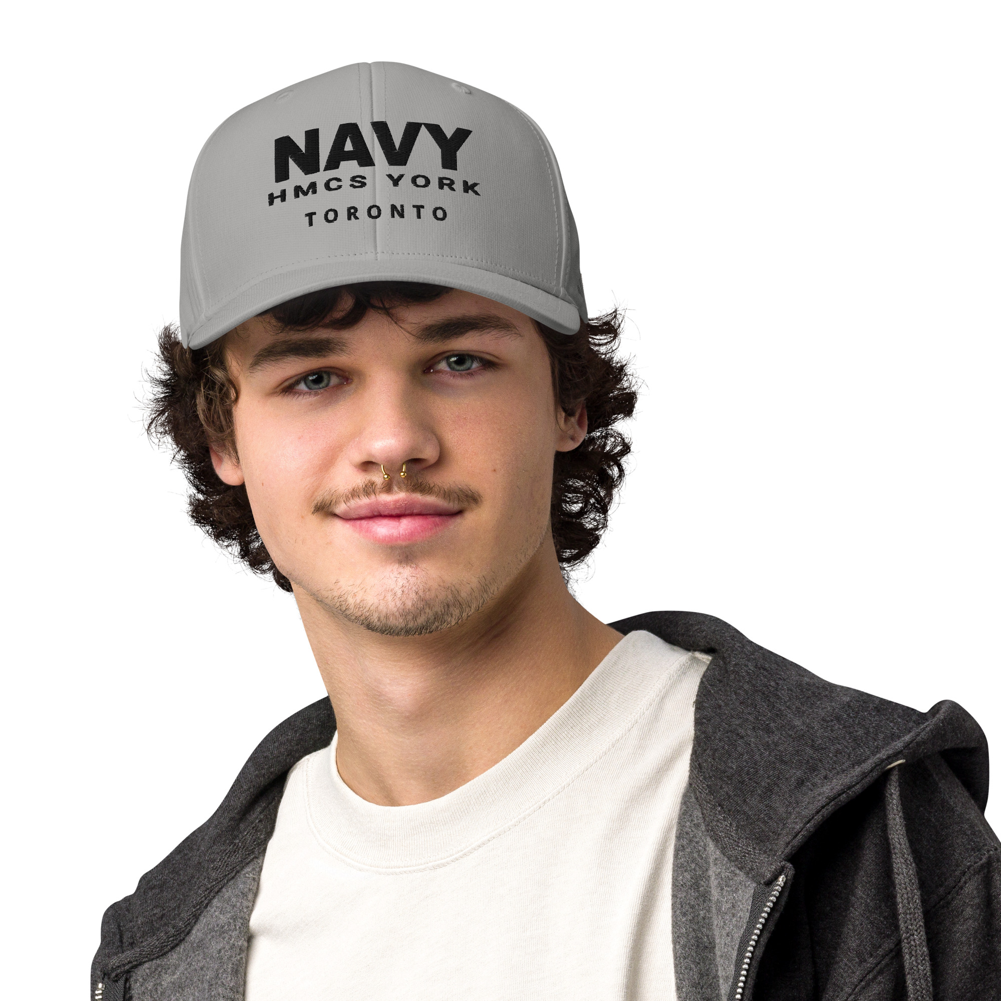 Embroidered NAVY HMCS YORK adidas performance cap (Black Thread) - Image 9