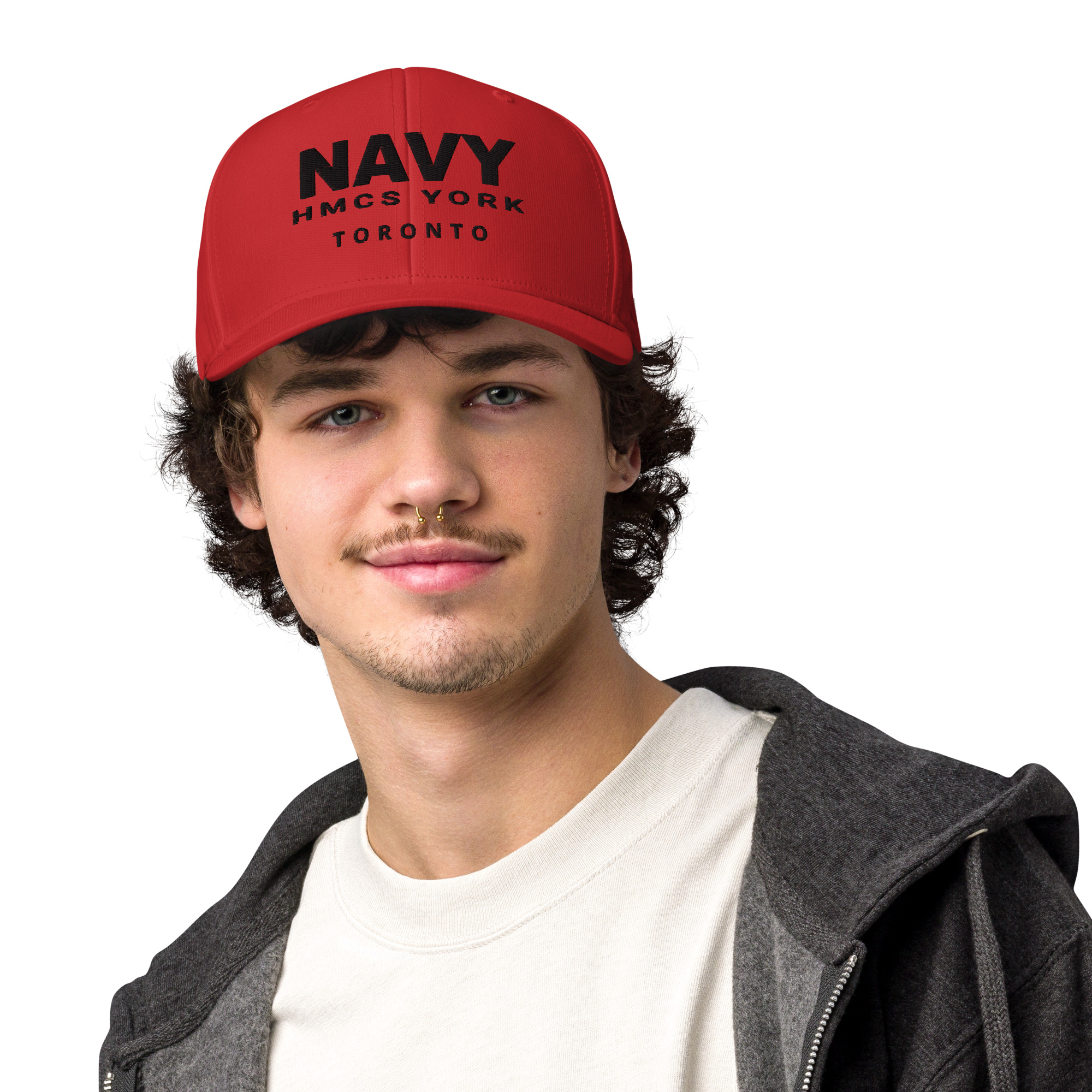 Embroidered NAVY HMCS YORK adidas performance cap (Black Thread) - Image 7