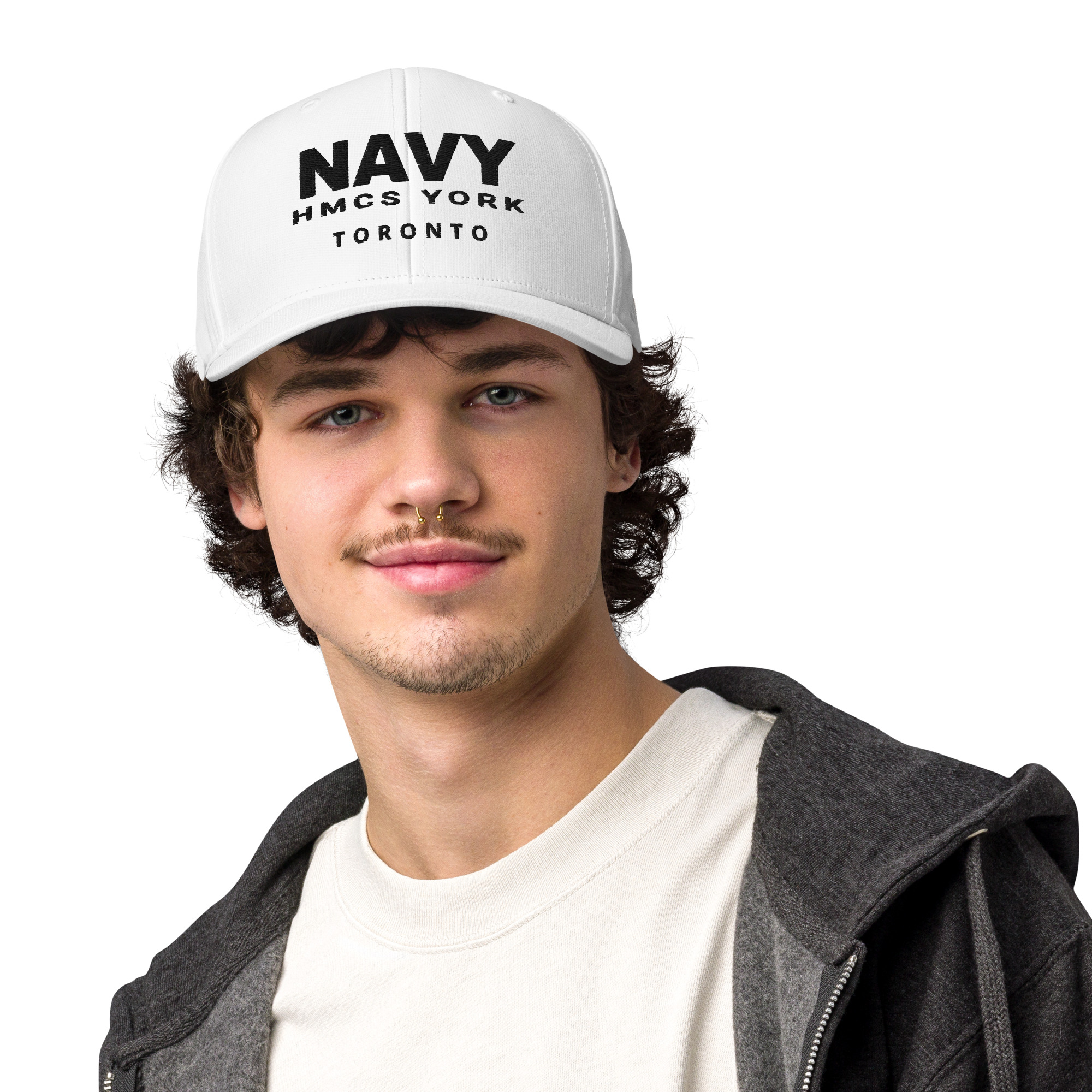 Embroidered NAVY HMCS YORK adidas performance cap (Black Thread) - Image 11