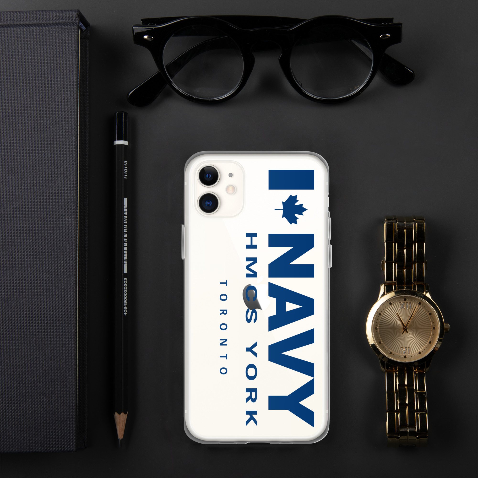 NAVY HMCS YORK Clear Case for iPhone® (Blue Text) - Image 8