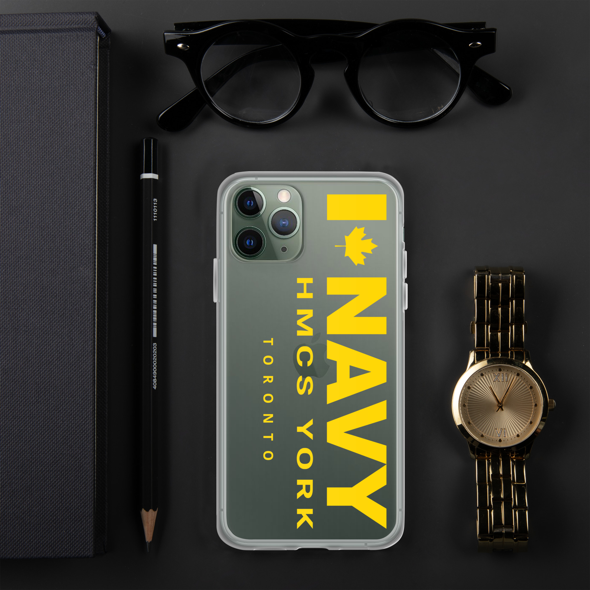 NAVY HMCS YORK Clear Case for iPhone® (Yellow Text) - Image 5