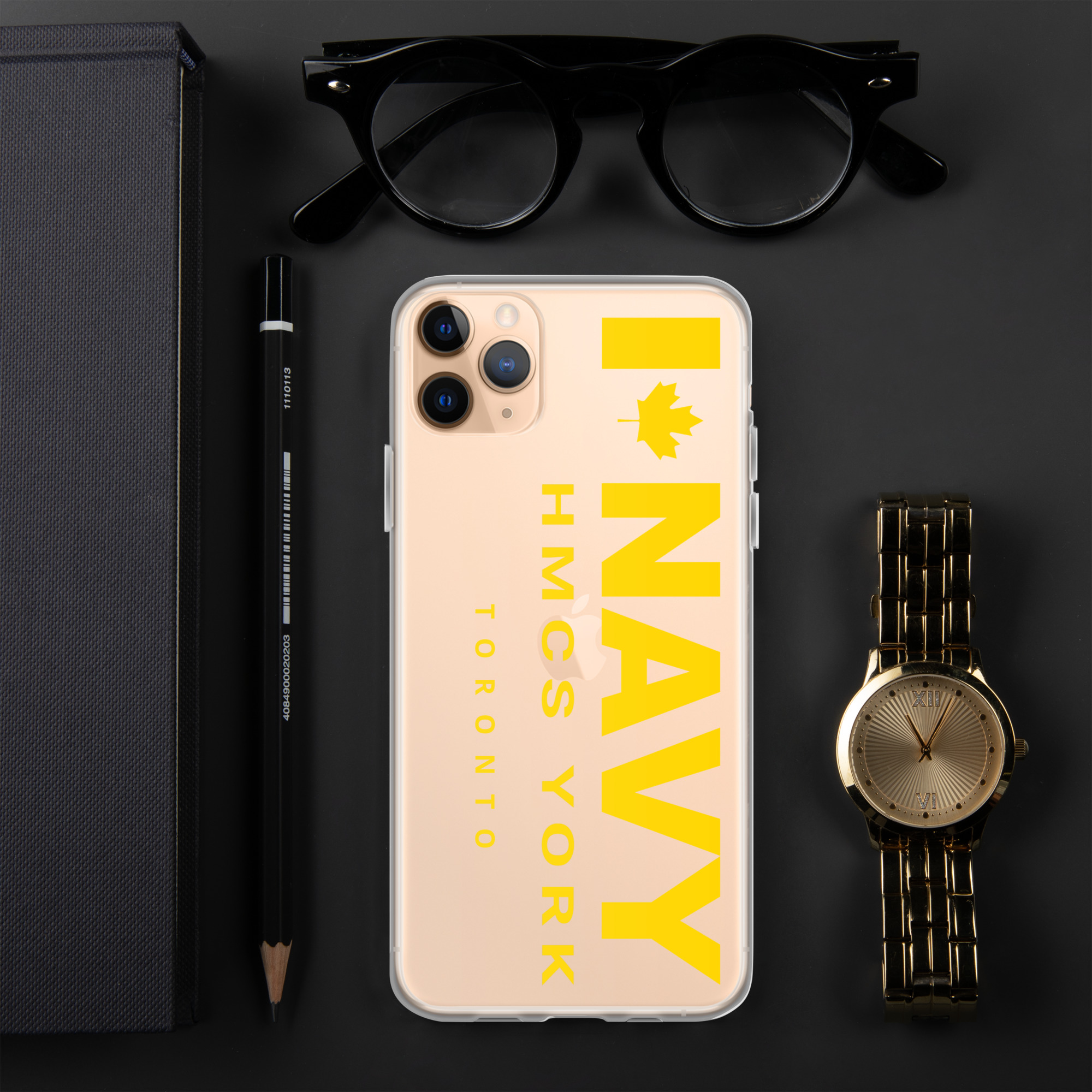 NAVY HMCS YORK Clear Case for iPhone® (Yellow Text) - Image 2