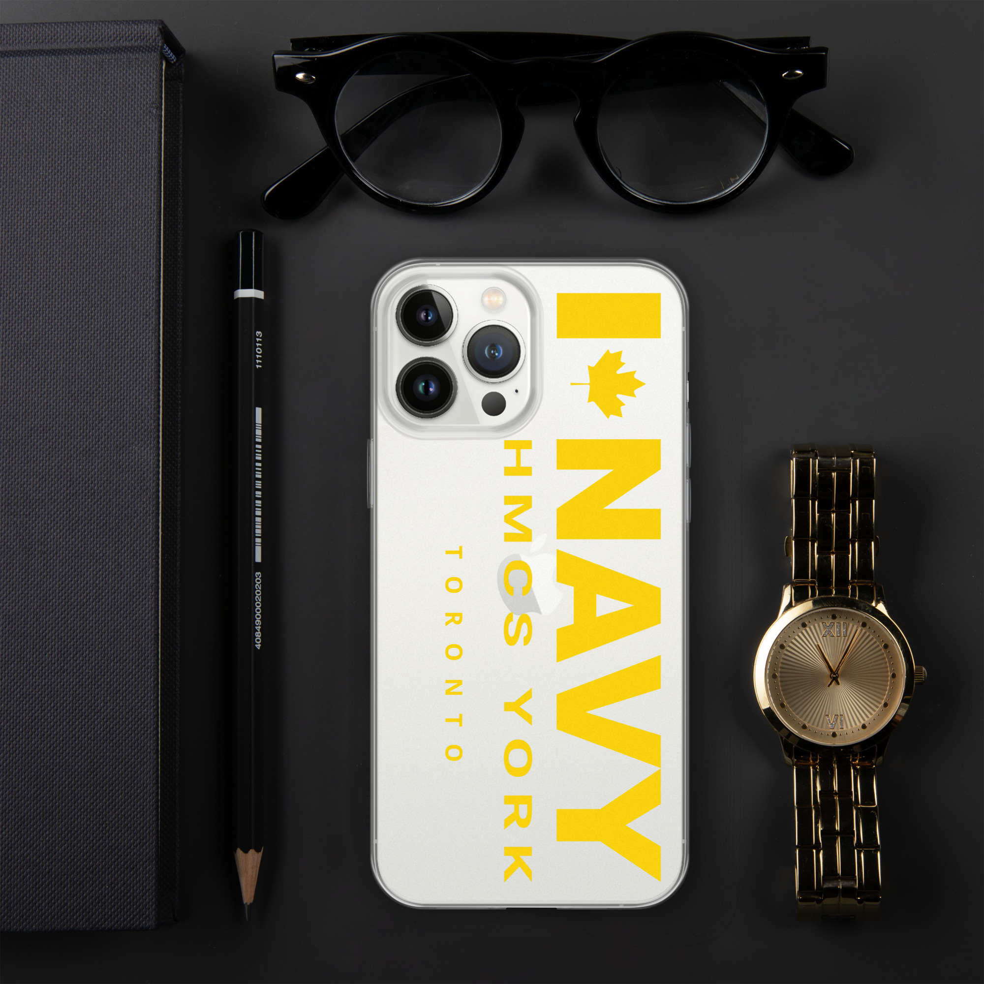 NAVY HMCS YORK Clear Case for iPhone® (Yellow Text) - Image 26