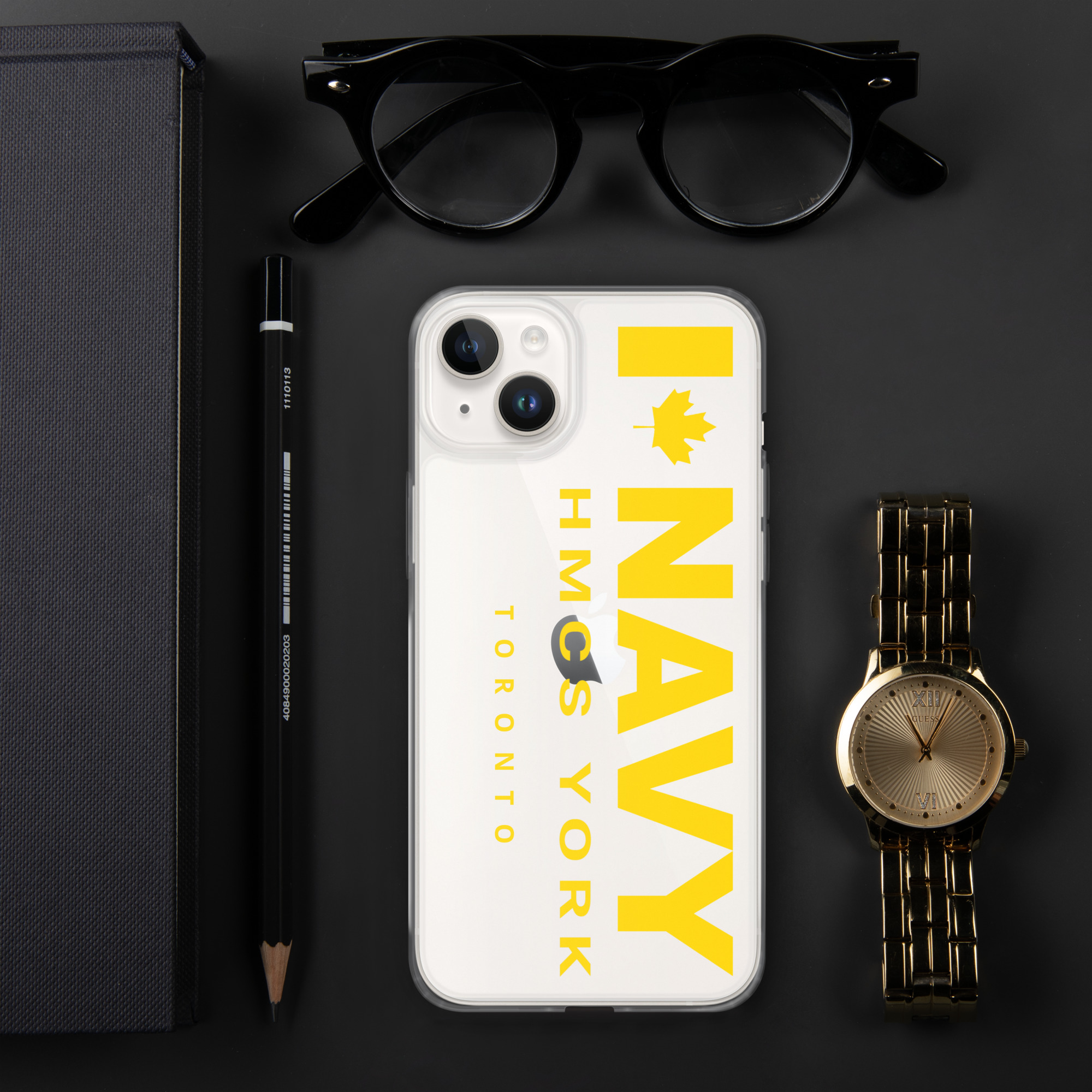 NAVY HMCS YORK Clear Case for iPhone® (Yellow Text) - Image 35