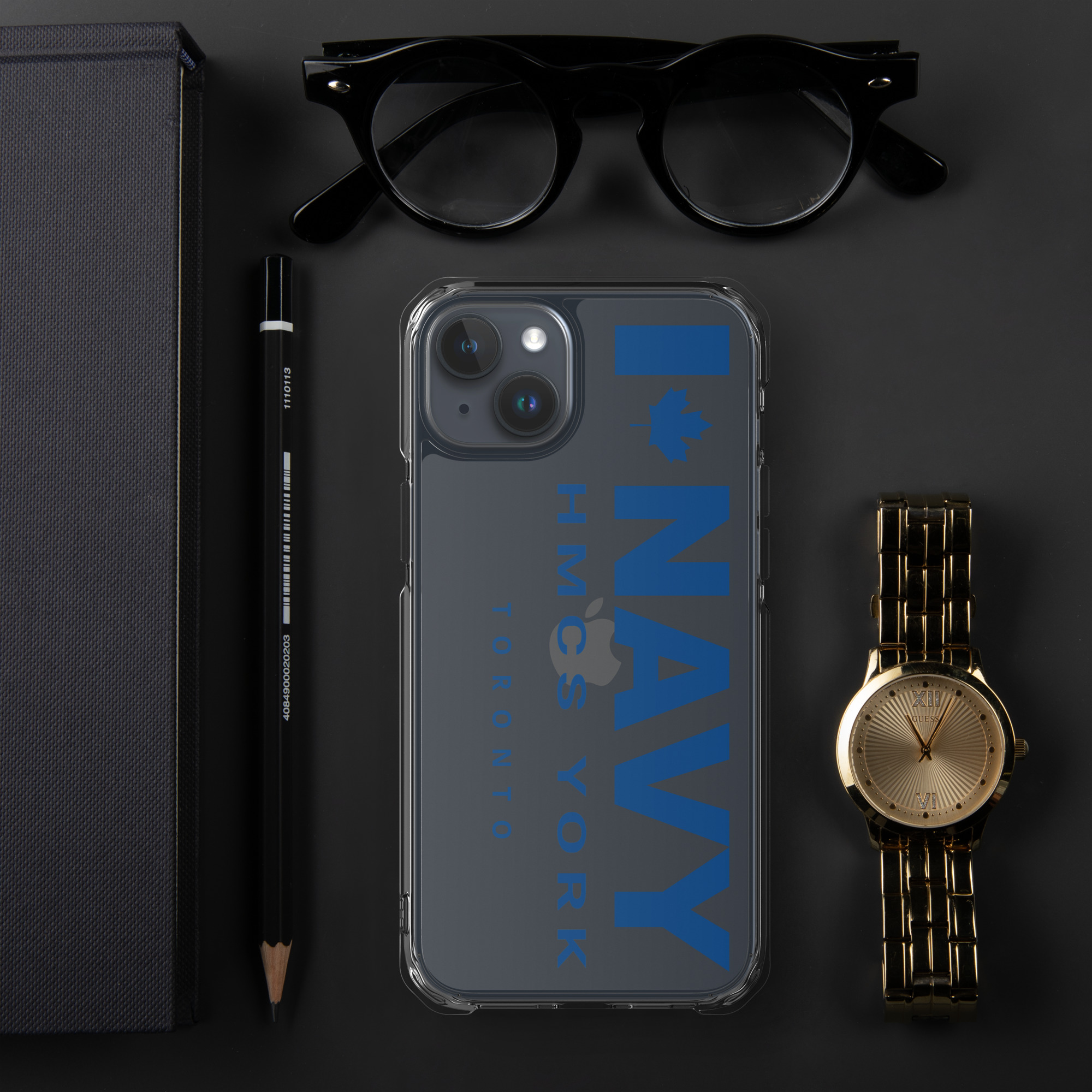 NAVY HMCS YORK Clear Case for iPhone® (Blue Text) - Image 47