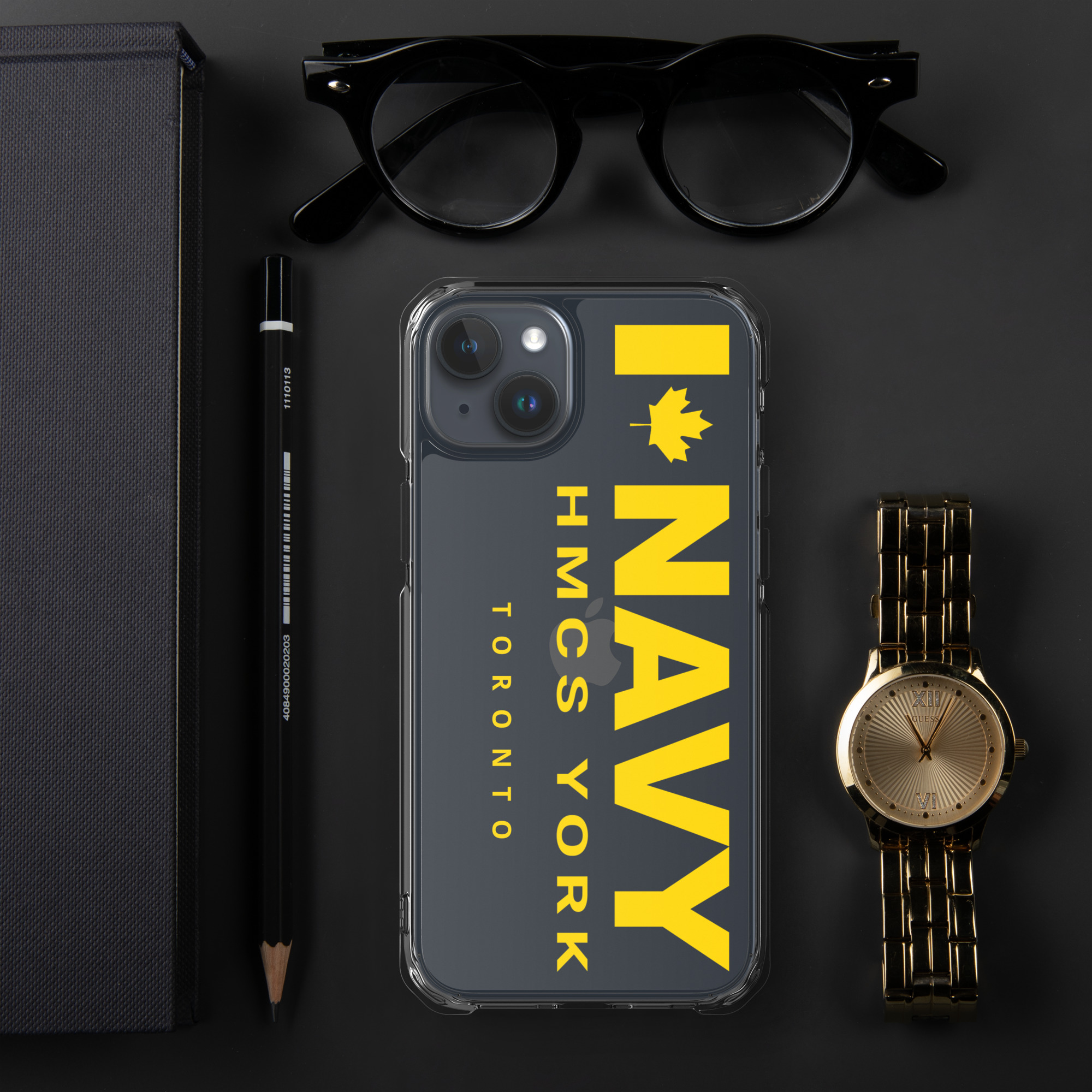 NAVY HMCS YORK Clear Case for iPhone® (Yellow Text) - Image 44