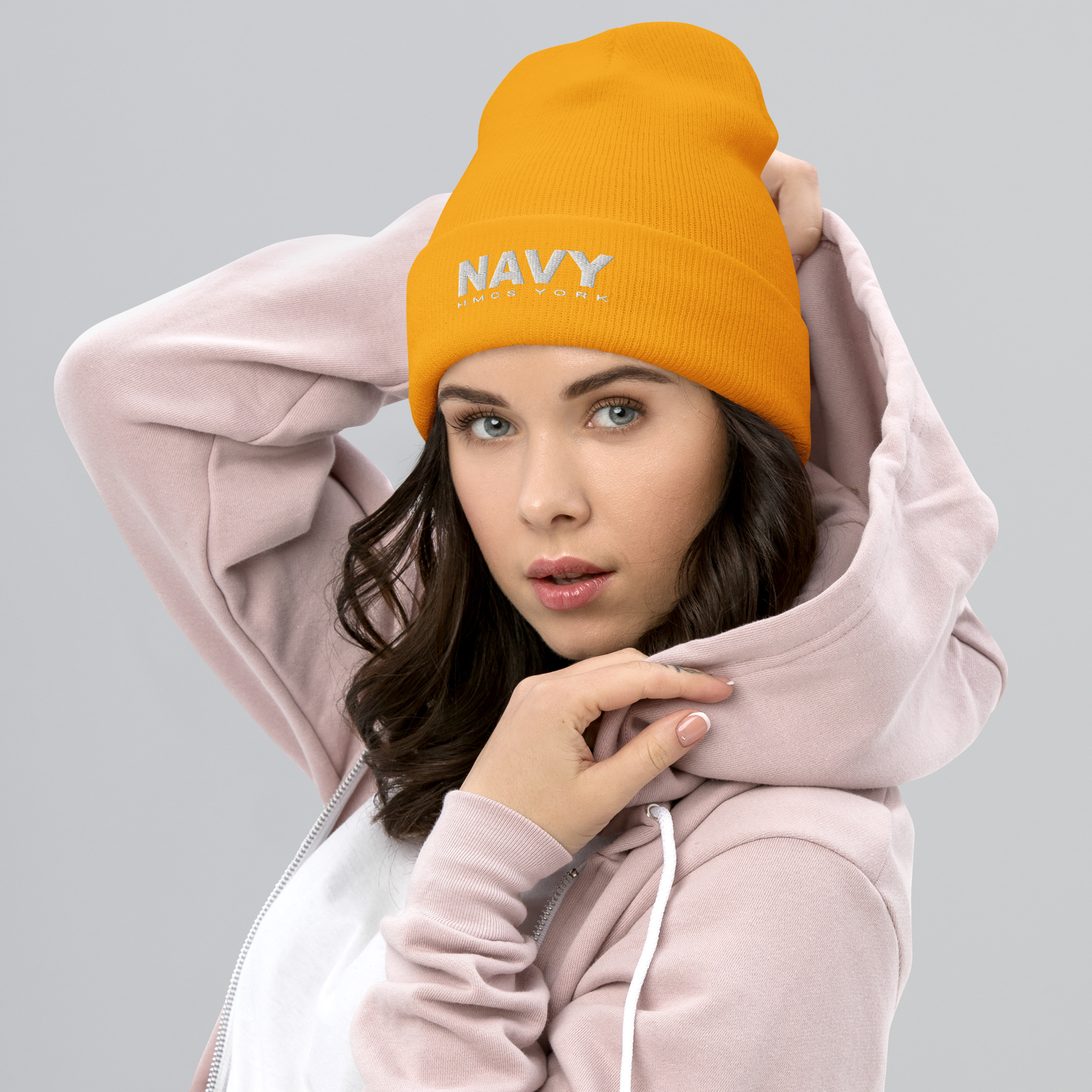 NAVY HMCS YORK Cuffed Beanie (White Thread) - Image 8