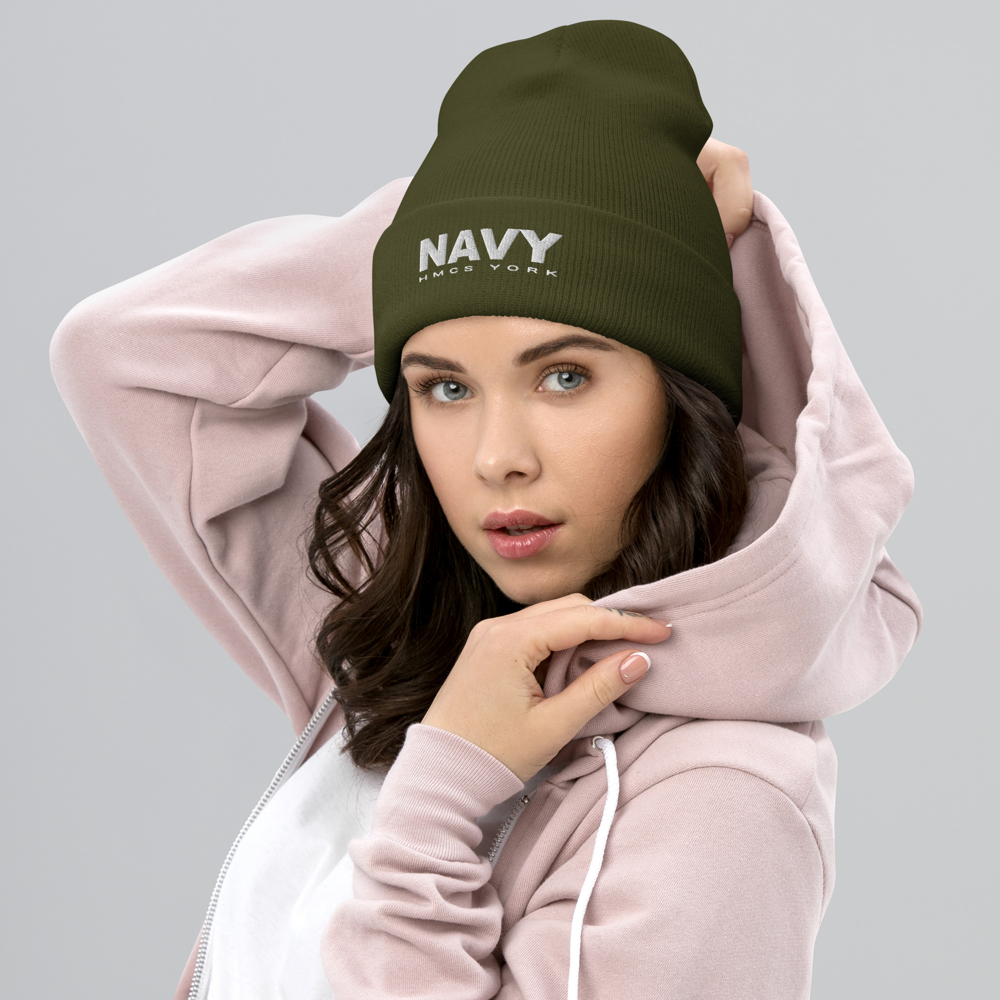 NAVY HMCS YORK Cuffed Beanie (White Thread) - Image 6
