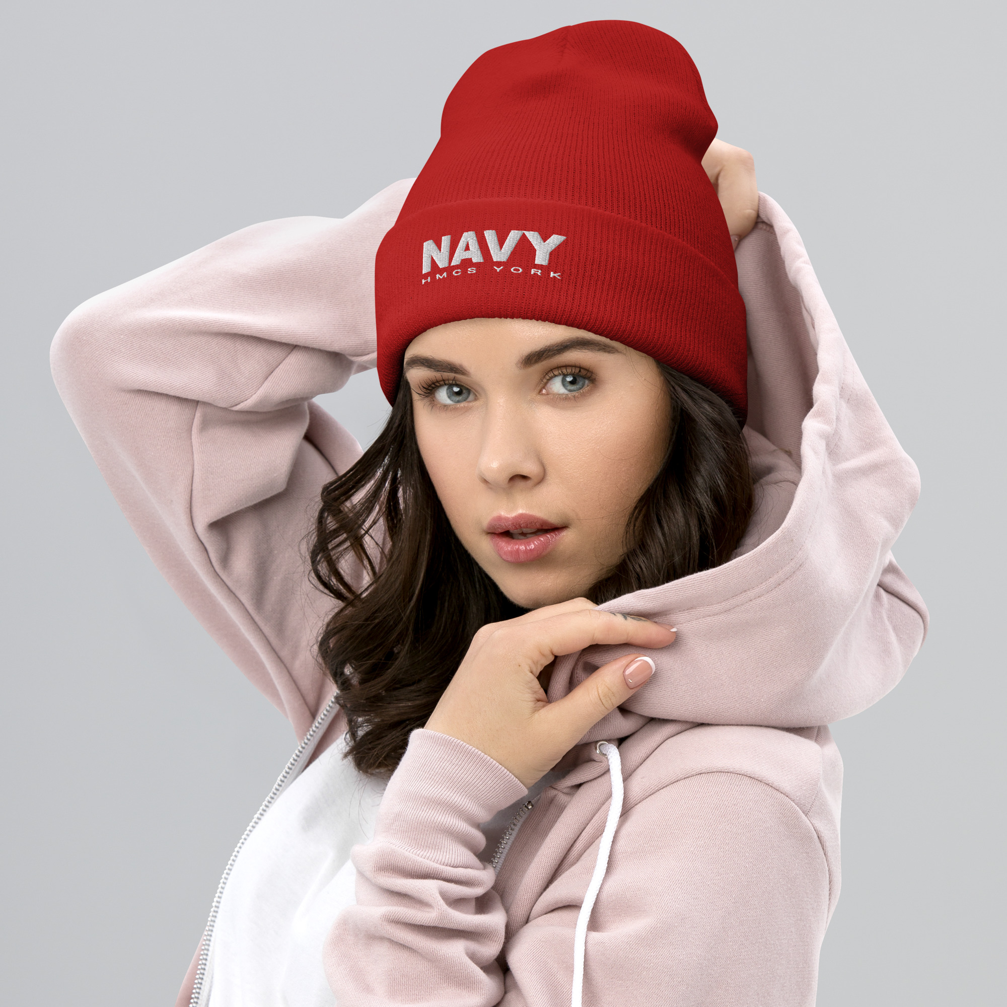 NAVY HMCS YORK Cuffed Beanie (White Thread) - Image 5