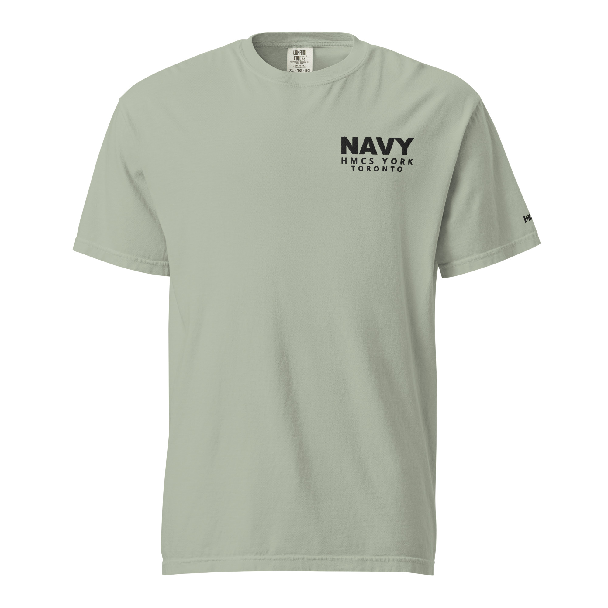 Embroidered HMCS YORK NAVY Unisex garment-dyed heavyweight t-shirt (Black Thread) - Bay, L