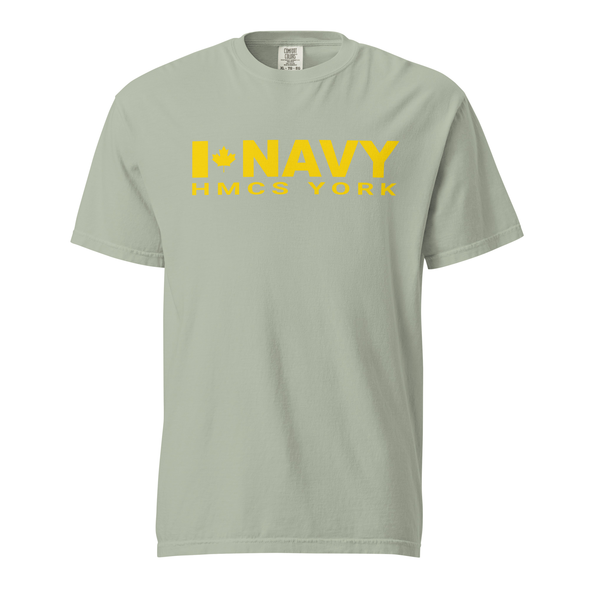 CDN NAVY HMCS YORK Unisex garment-dyed heavyweight t-shirt (Yellow Text) - Bay, L