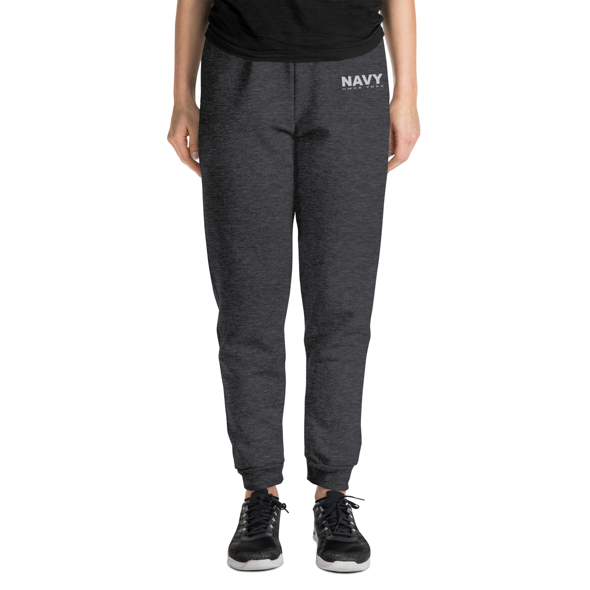 Embroidered HMCS YORK NAVY Unisex Joggers (White Thread) - Image 5