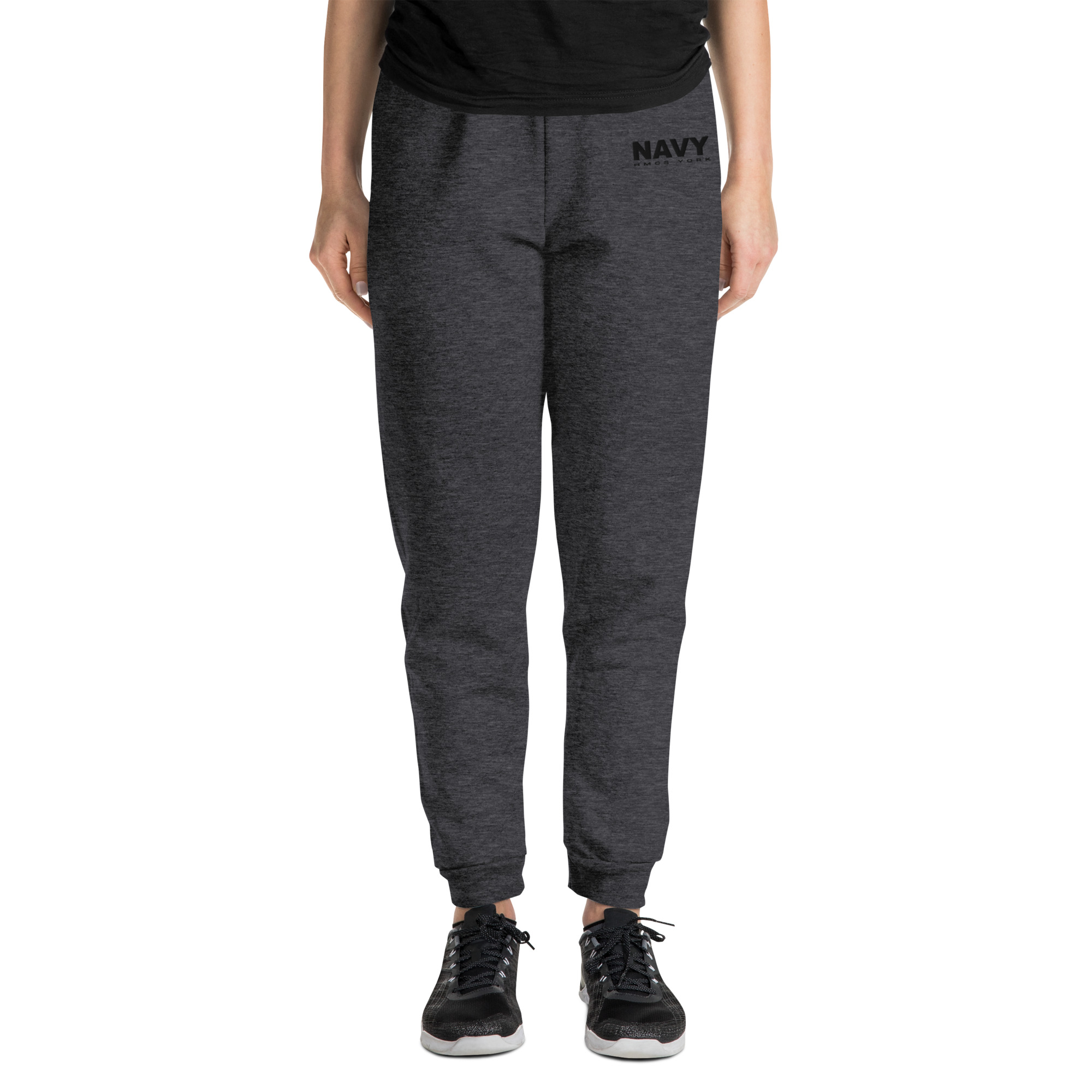 Embroidered HMCS YORK NAVY Unisex Joggers (Black Thread) - Image 4