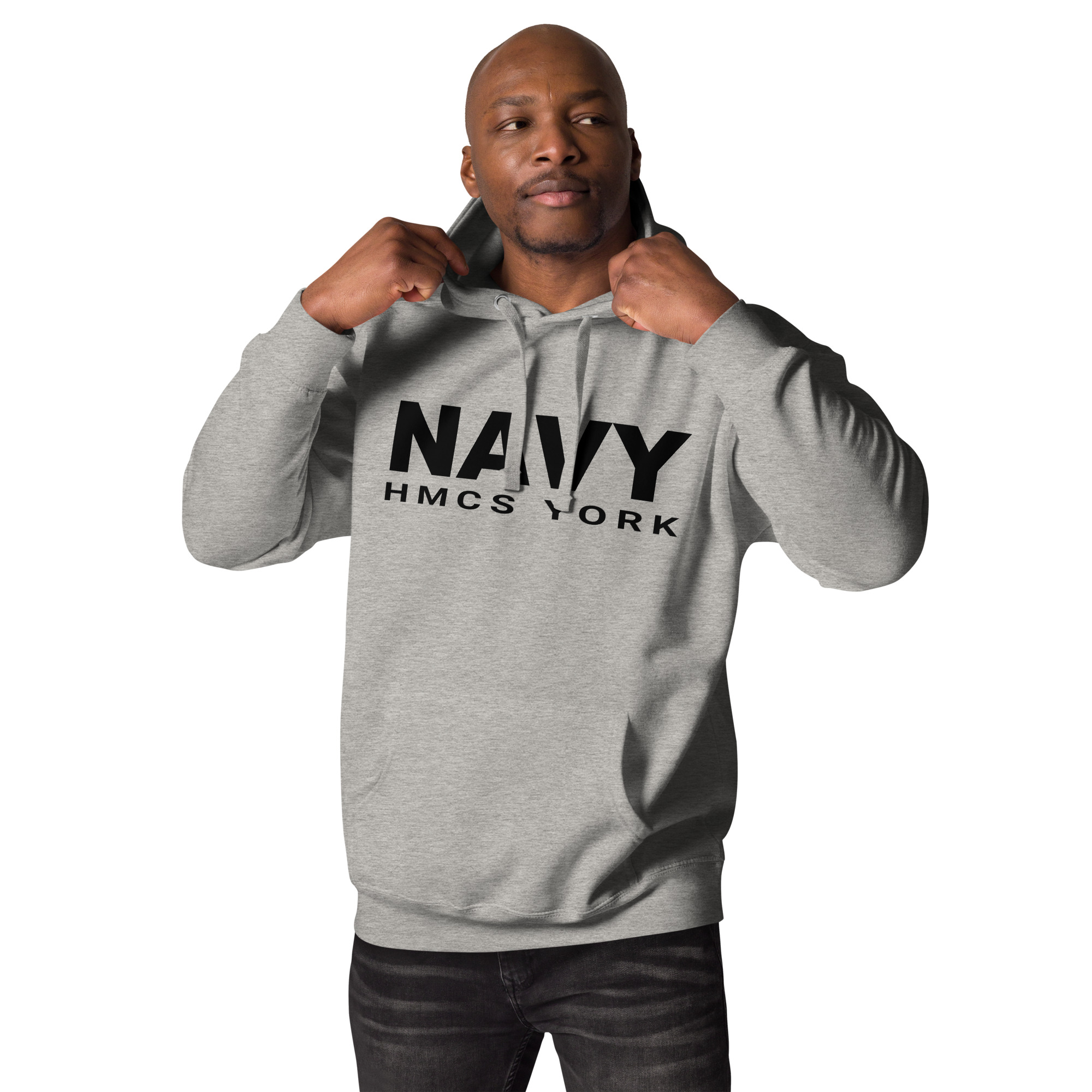 NAVY HMCS YORK Unisex Hoodie (Black Font) - Image 7