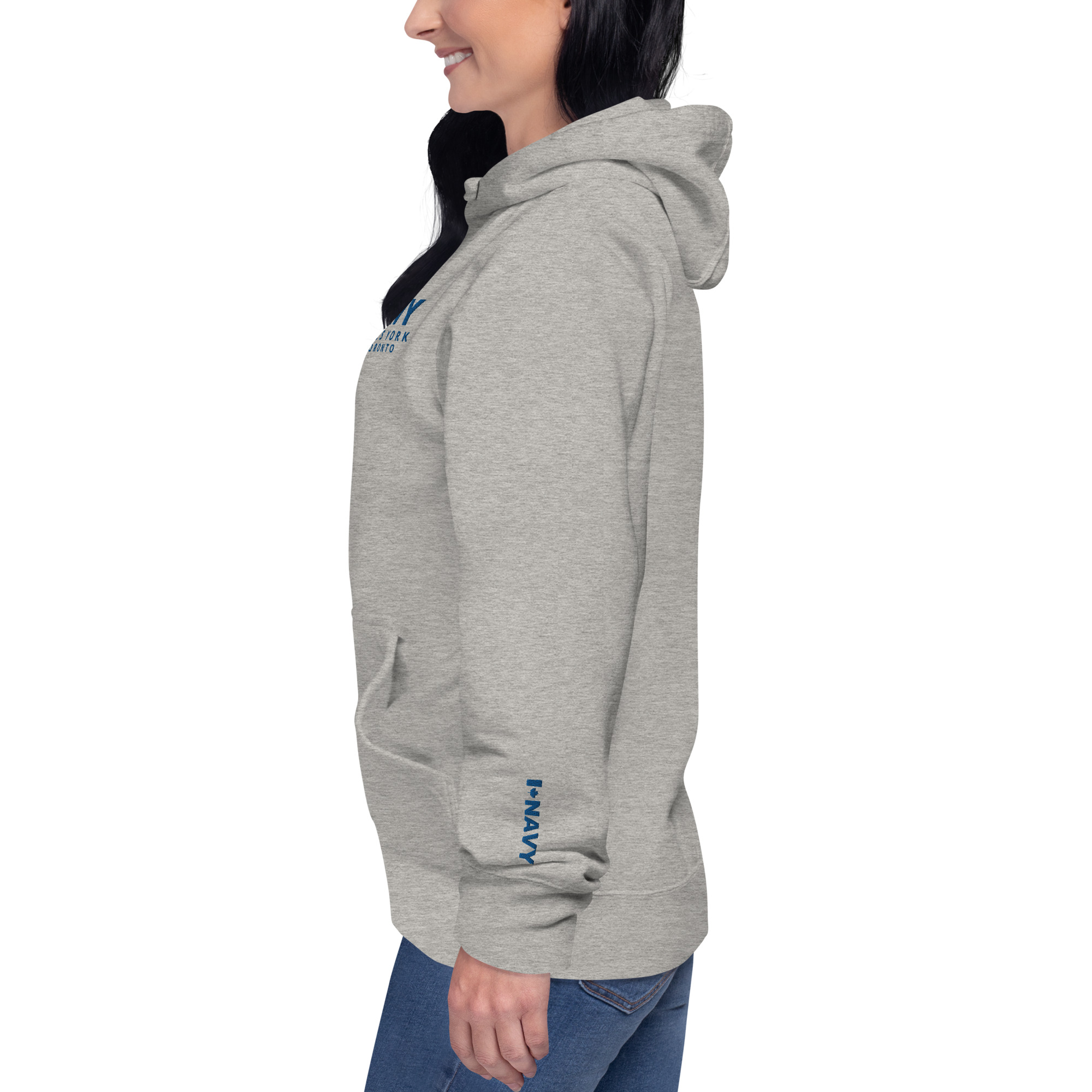Embroidered HMCS YORK NAVY Unisex Hoodie (Blue Thread) - Image 8