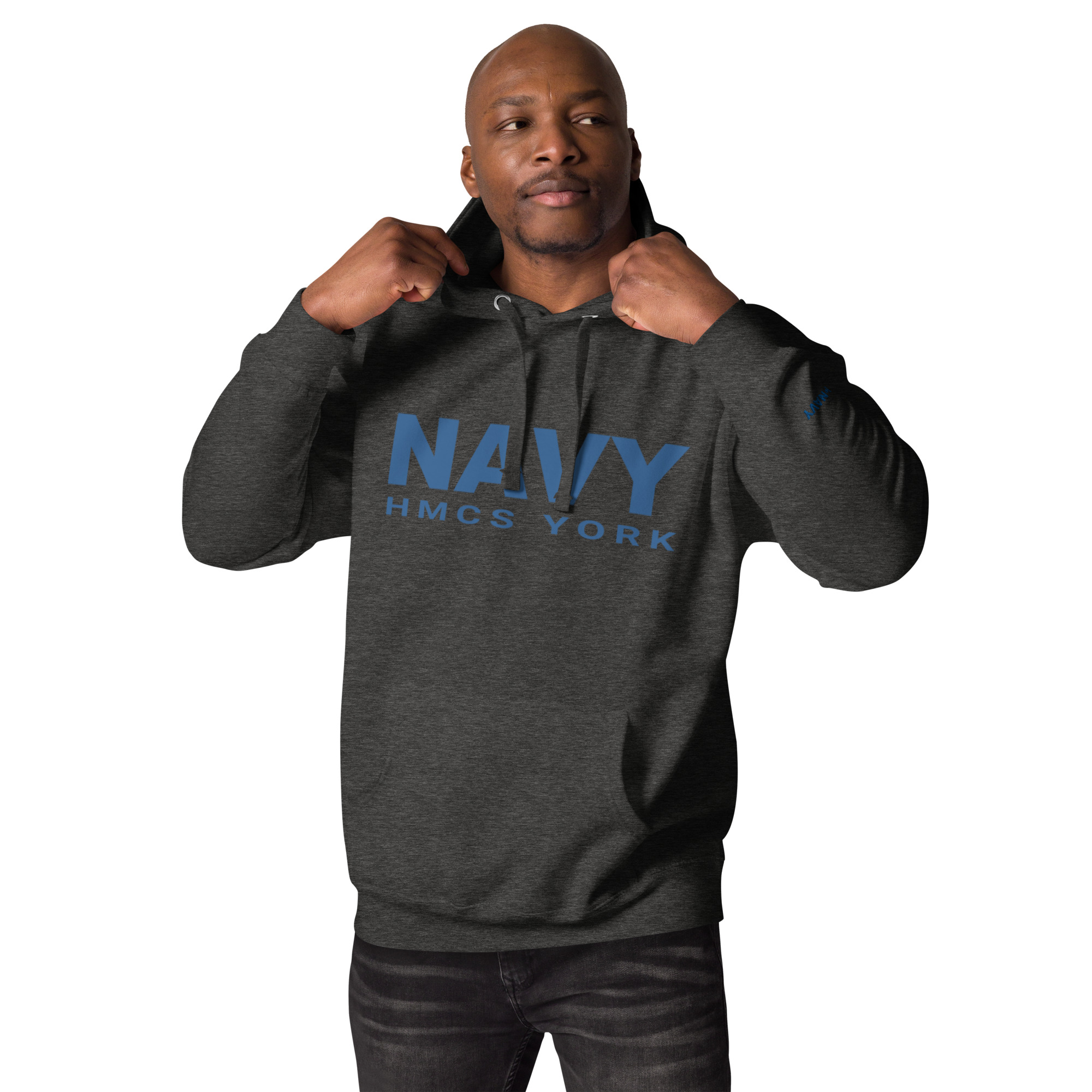 NAVY HMCS YORK Unisex Hoodie (Blue Font) - Image 9