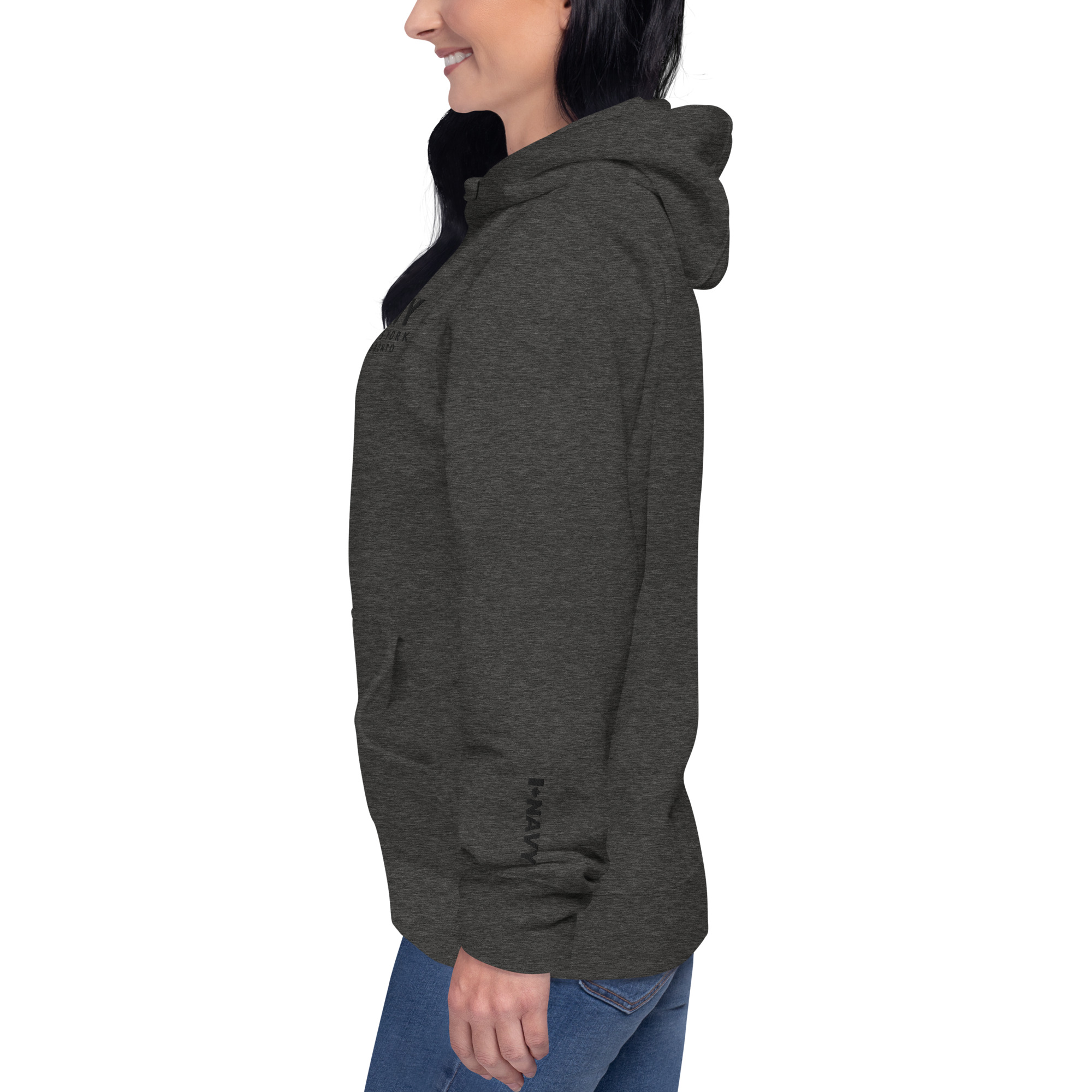 Embroidered HMCS YORK NAVY Unisex Hoodie (Black Thread) - Image 5