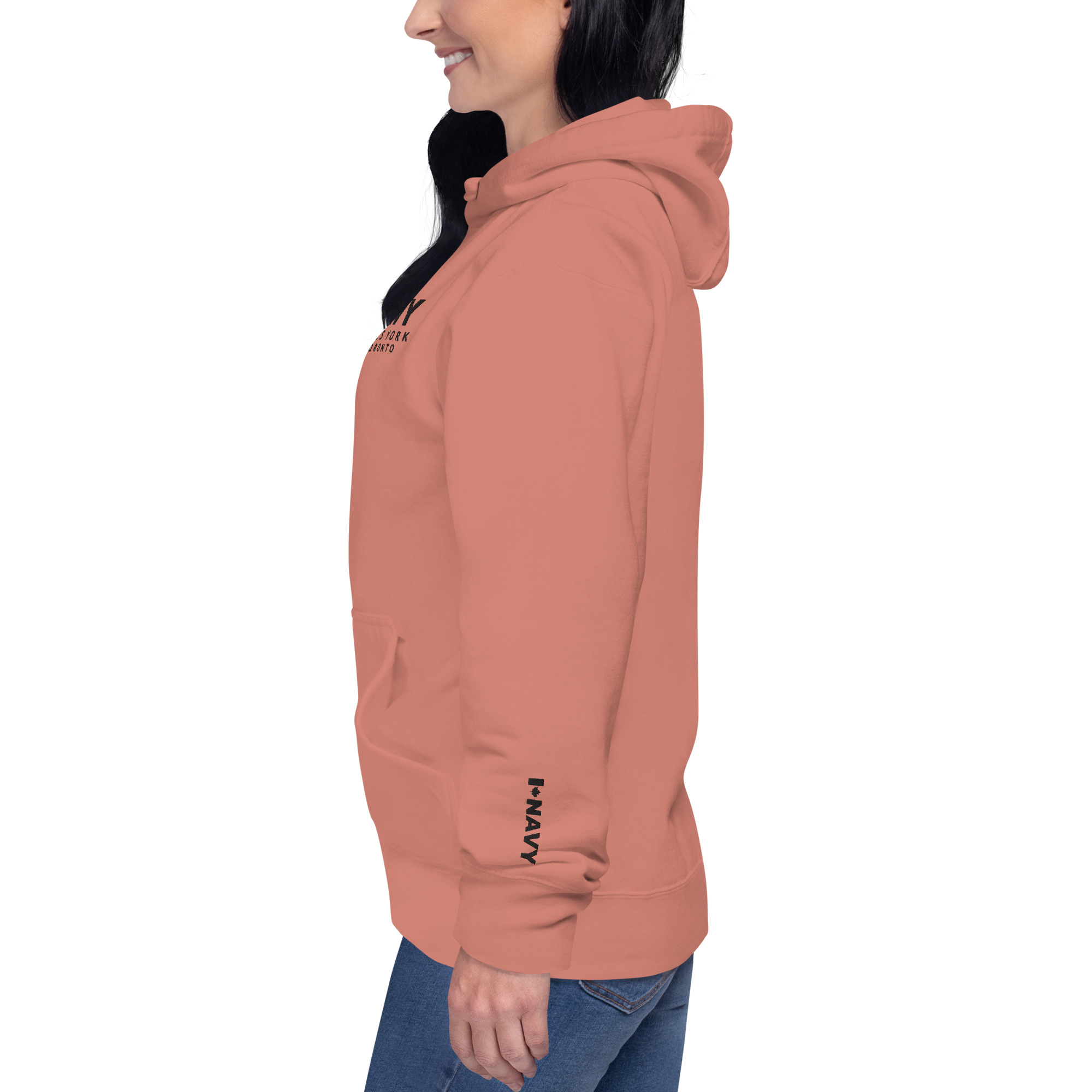 Embroidered HMCS YORK NAVY Unisex Hoodie (Black Thread) - Image 8