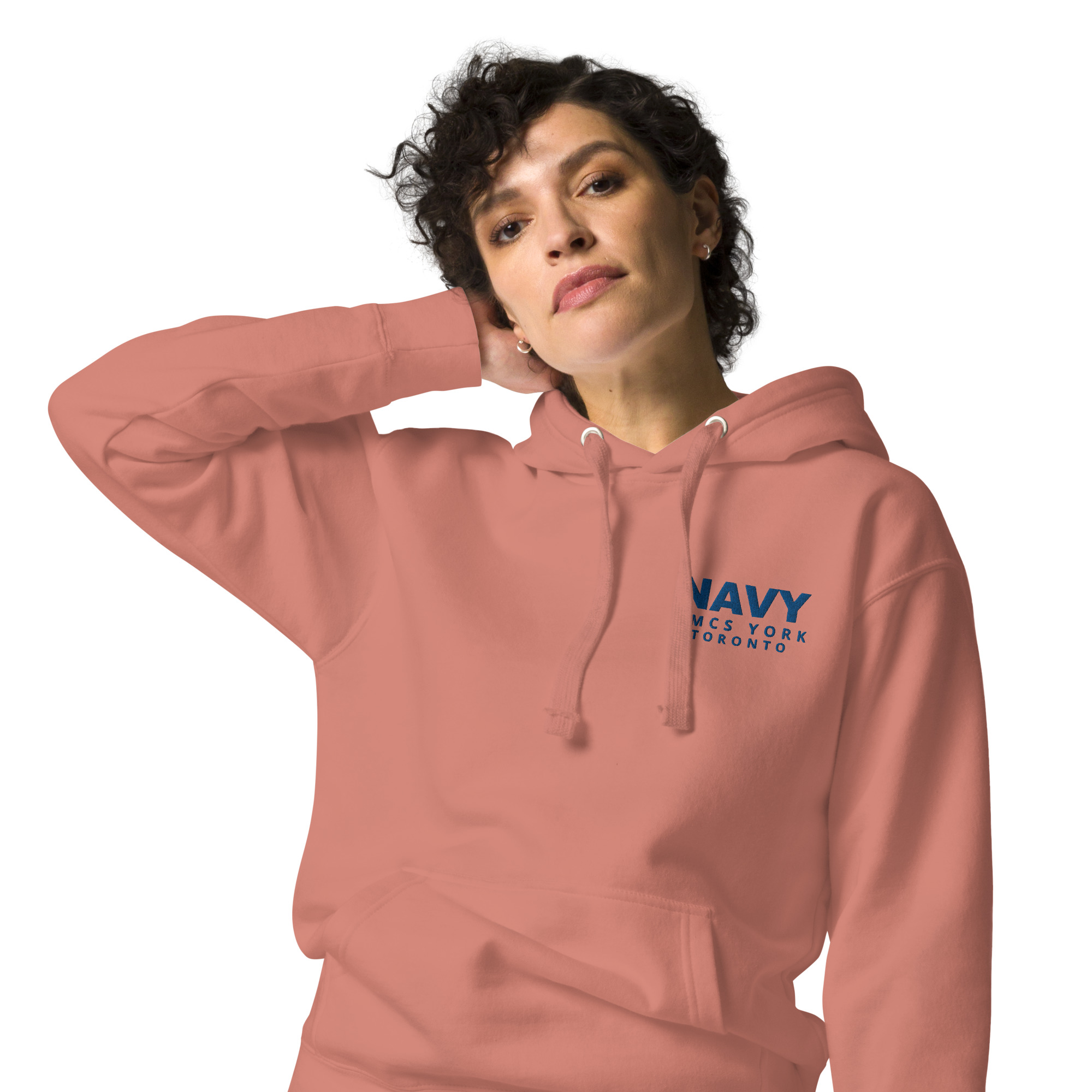Embroidered HMCS YORK NAVY Unisex Hoodie (Blue Thread) - Image 21
