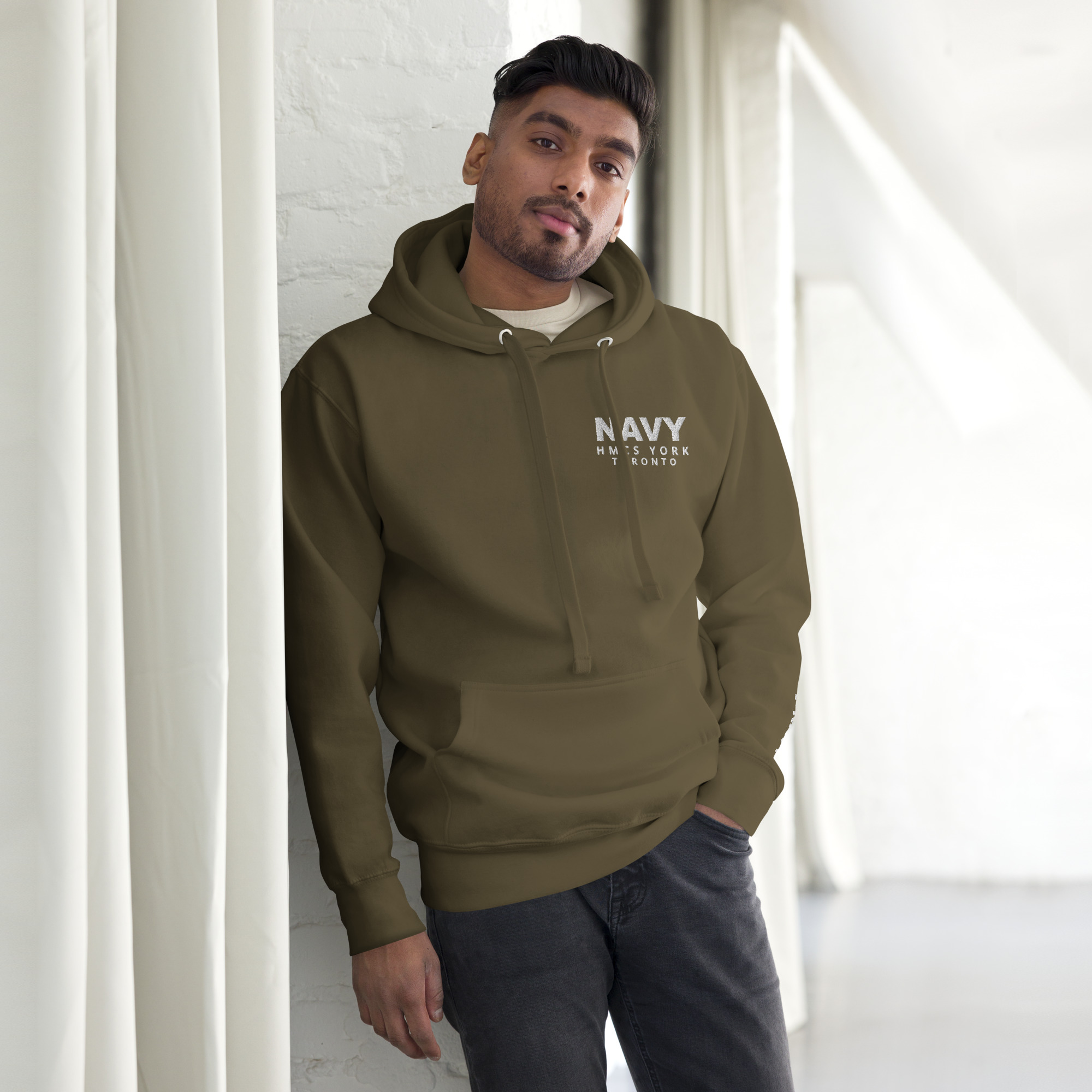 Embroidered NAVY HMCS YORK Unisex Hoodie (White Thread) - Image 18