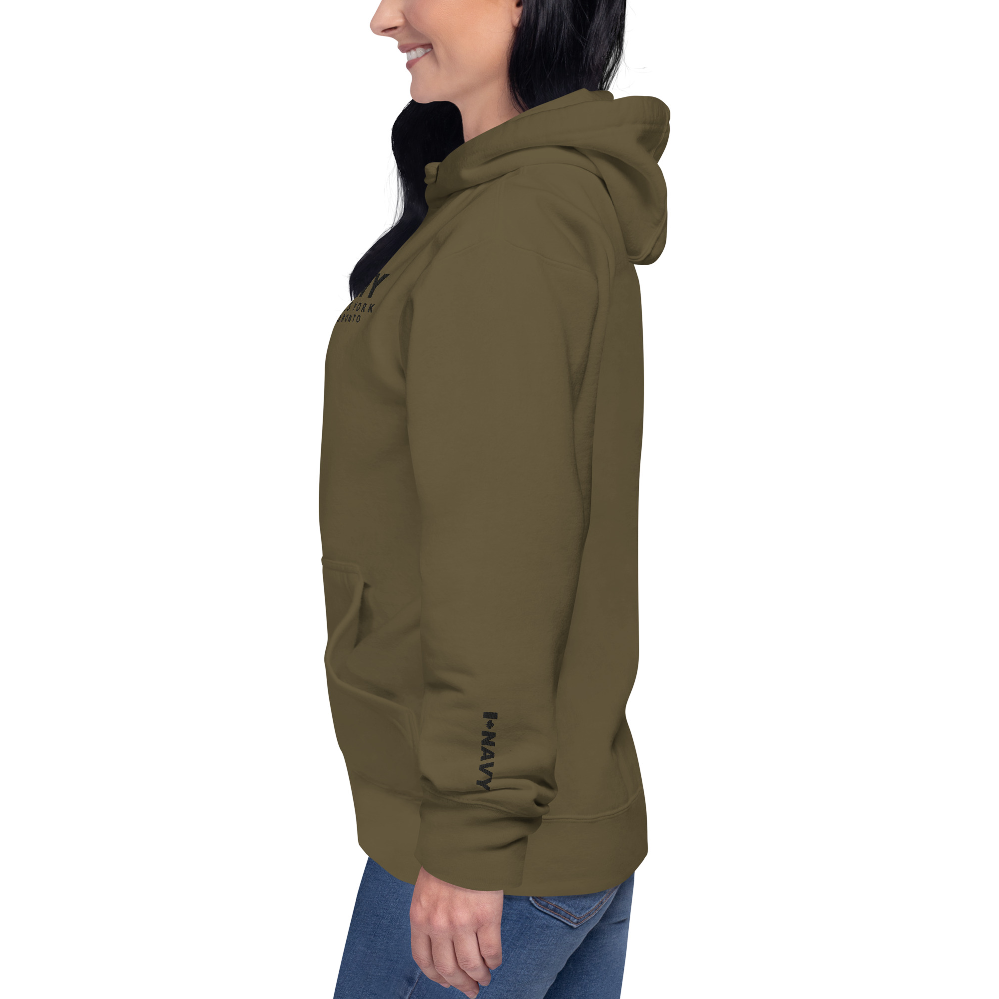 Embroidered HMCS YORK NAVY Unisex Hoodie (Black Thread) - Image 7