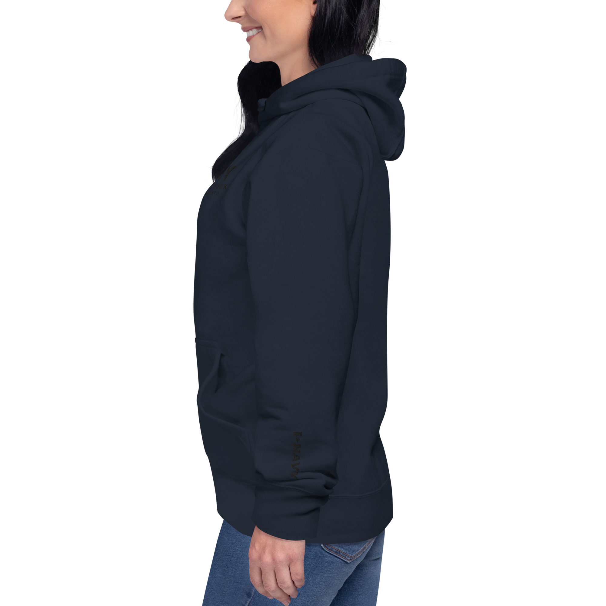 Embroidered HMCS YORK NAVY Unisex Hoodie (Black Thread) - Image 3