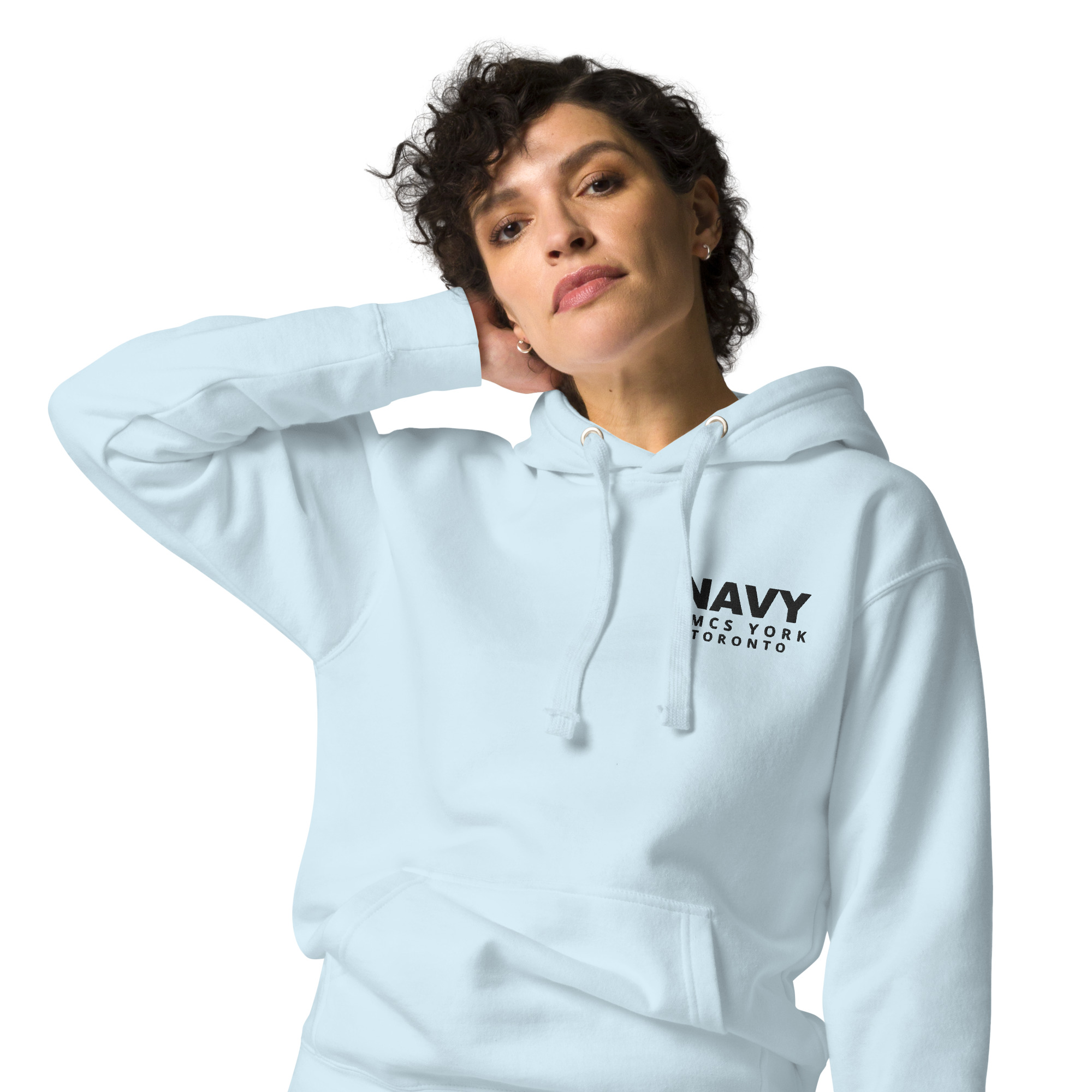 Embroidered HMCS YORK NAVY Unisex Hoodie (Black Thread) - Image 27