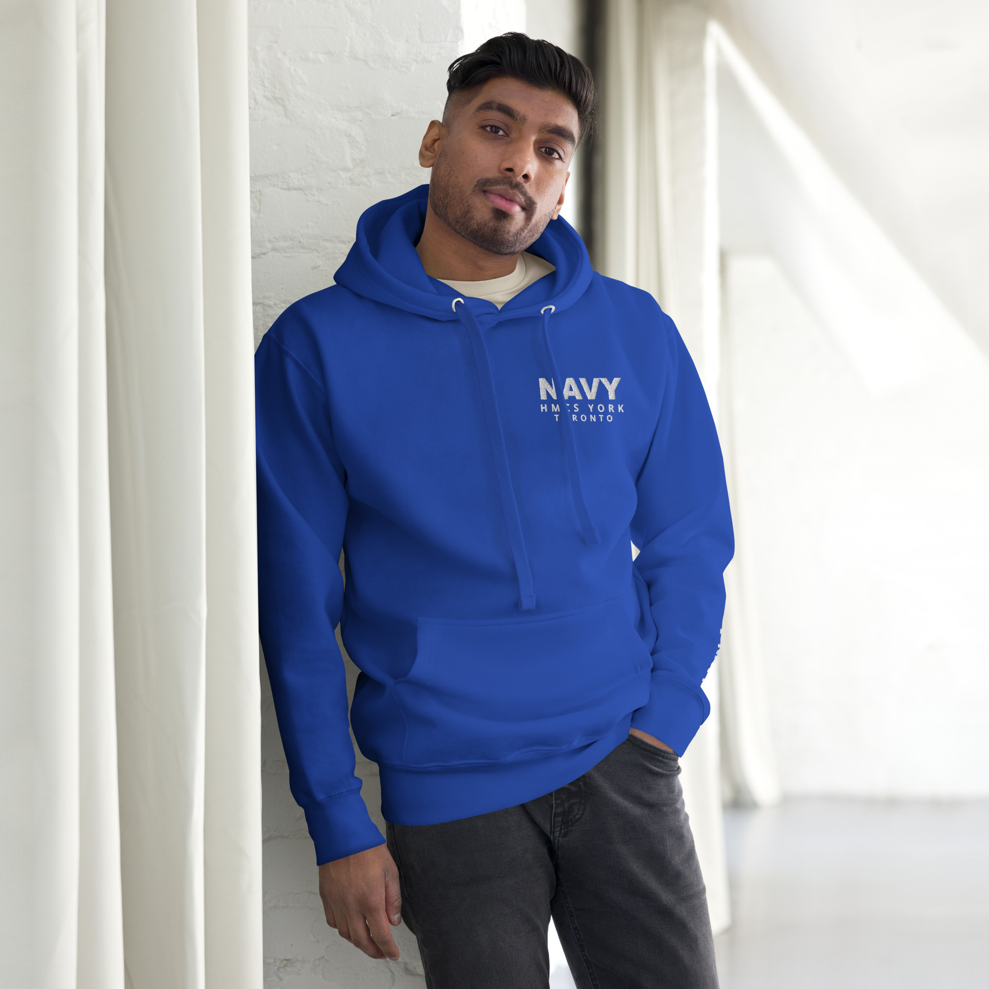 Embroidered NAVY HMCS YORK Unisex Hoodie (White Thread) - Image 16
