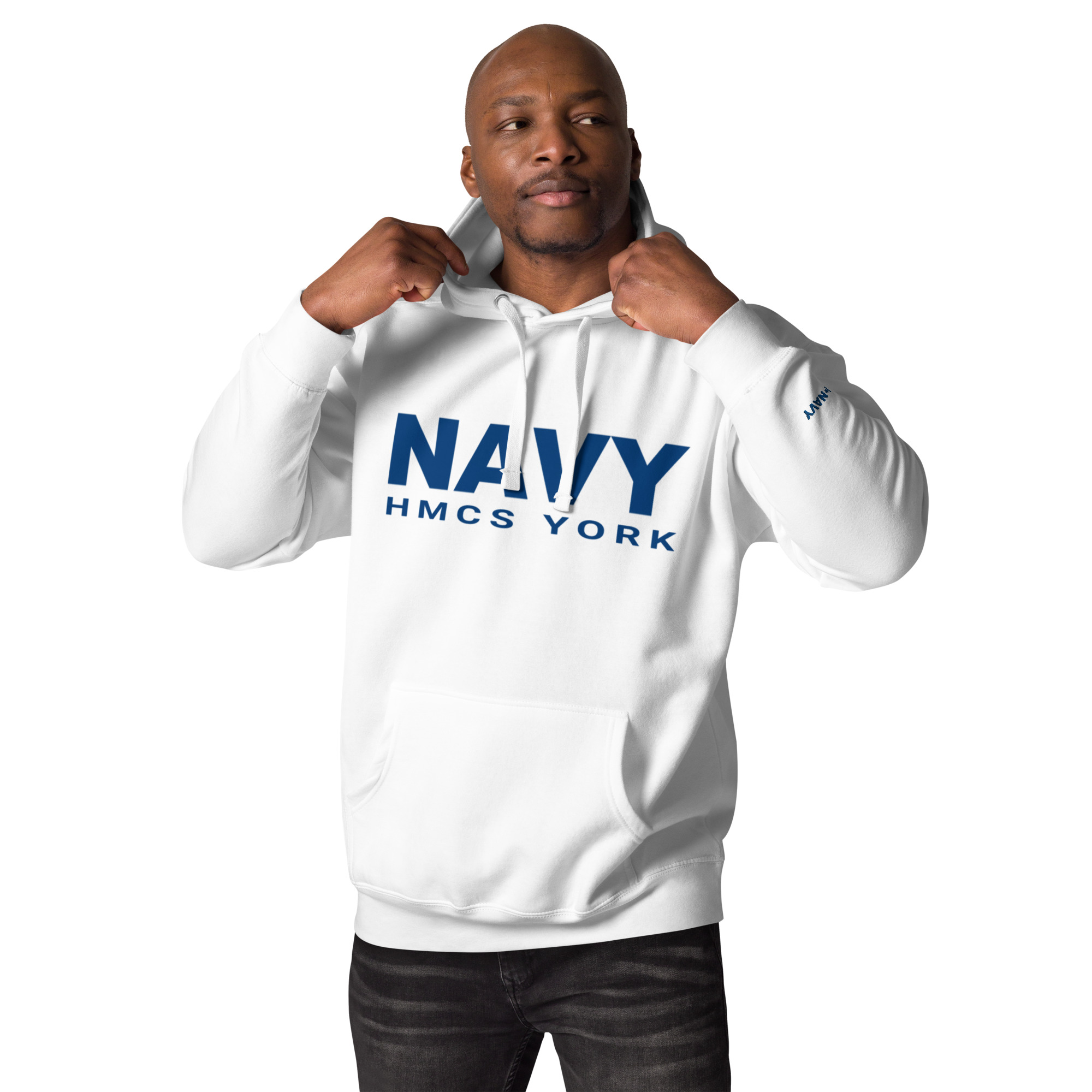 NAVY HMCS YORK Unisex Hoodie (Blue Font) - Image 3