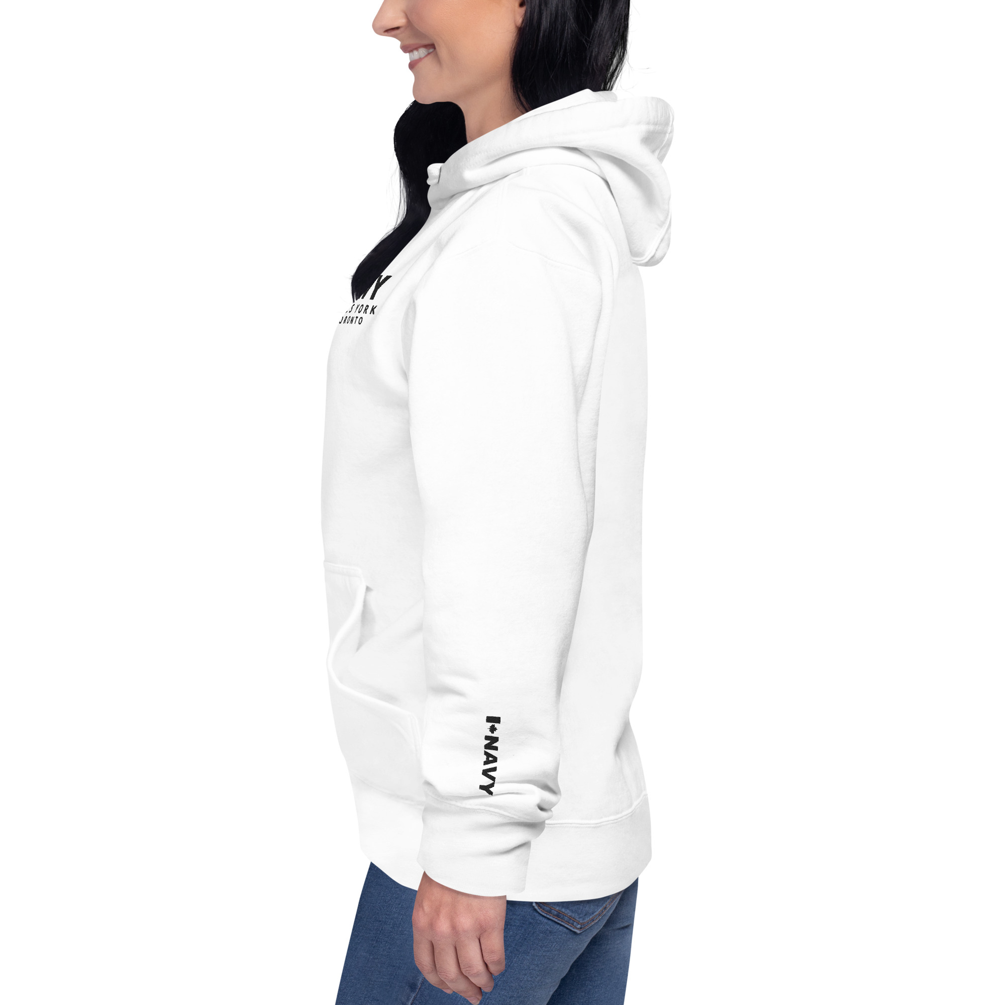 Embroidered HMCS YORK NAVY Unisex Hoodie (Black Thread) - Image 11