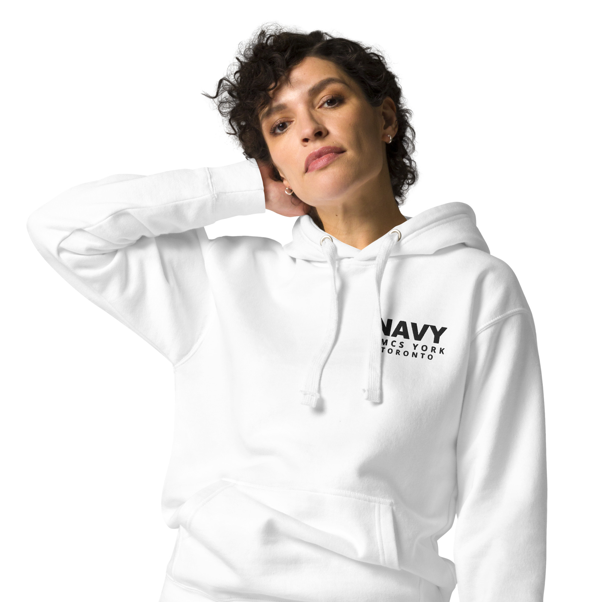 Embroidered HMCS YORK NAVY Unisex Hoodie (Black Thread) - Image 29