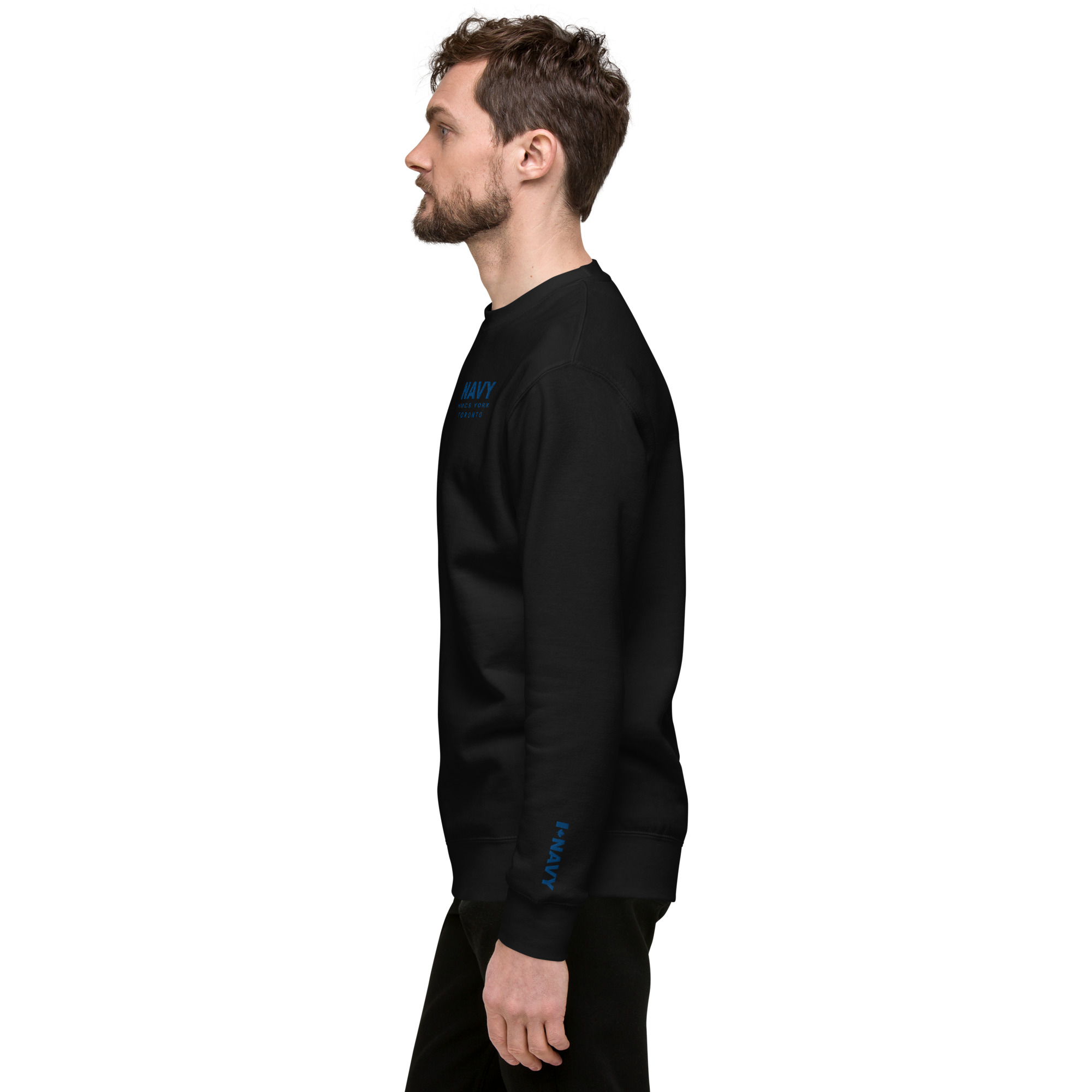 Embroidered NAVY HMCS YORK Unisex Premium Sweatshirt (Blue Thread) - Image 3