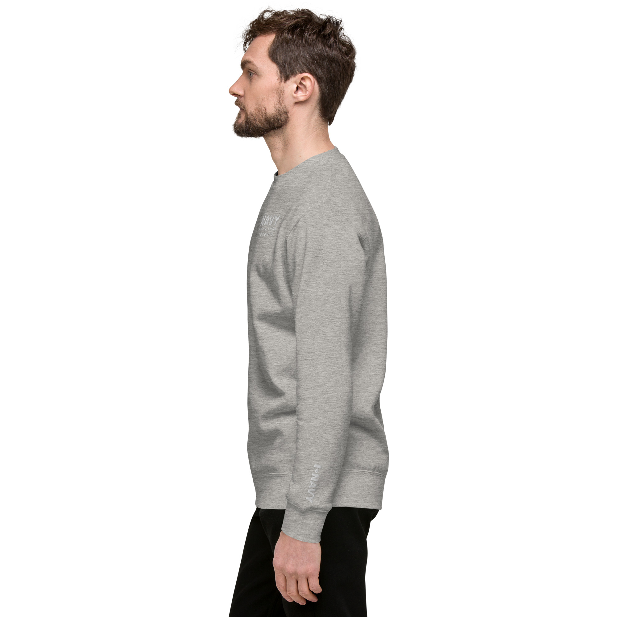 Embroidered NAVY HMCS YORK Unisex Premium Sweatshirt (White Thread) - Image 14