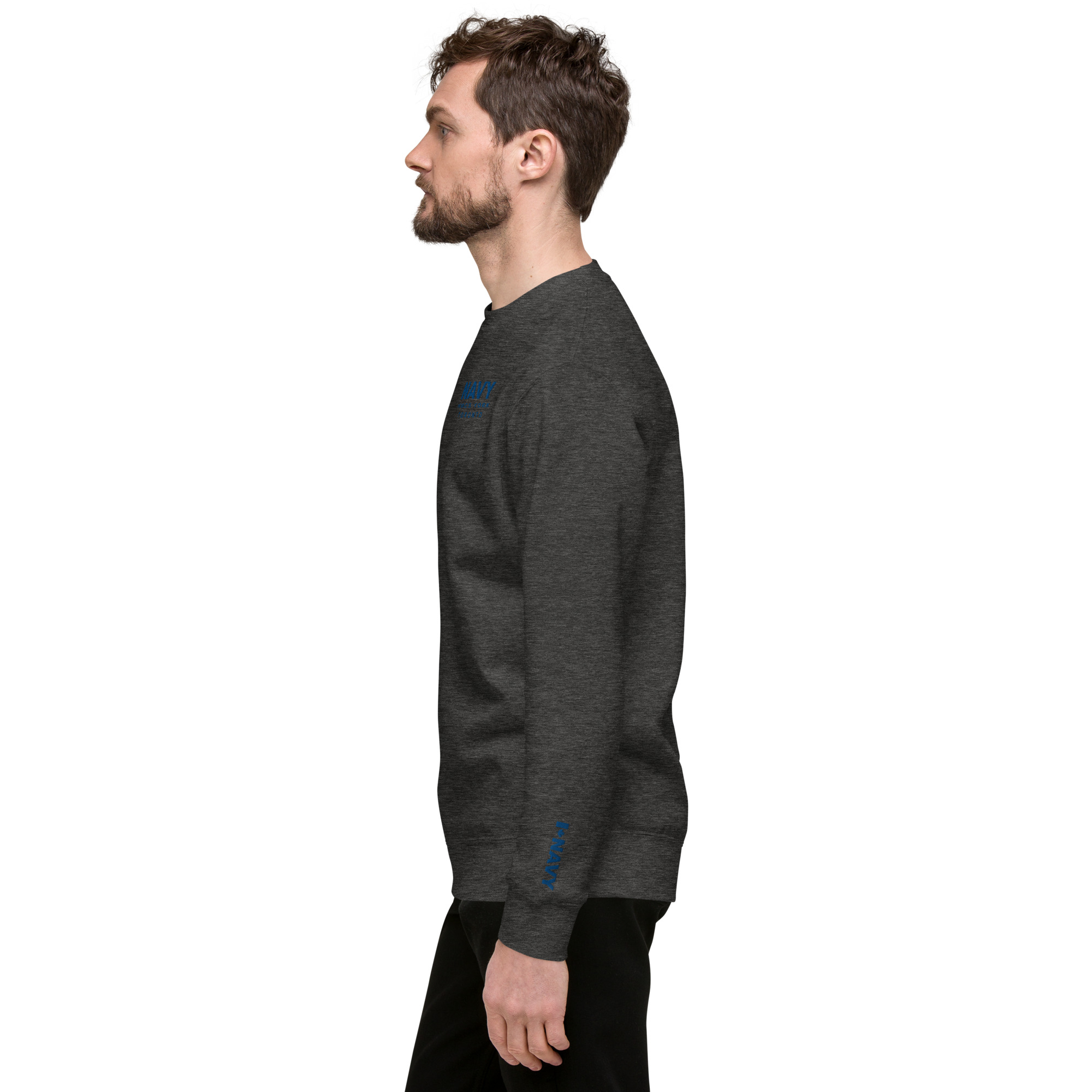 Embroidered NAVY HMCS YORK Unisex Premium Sweatshirt (Blue Thread) - Image 9