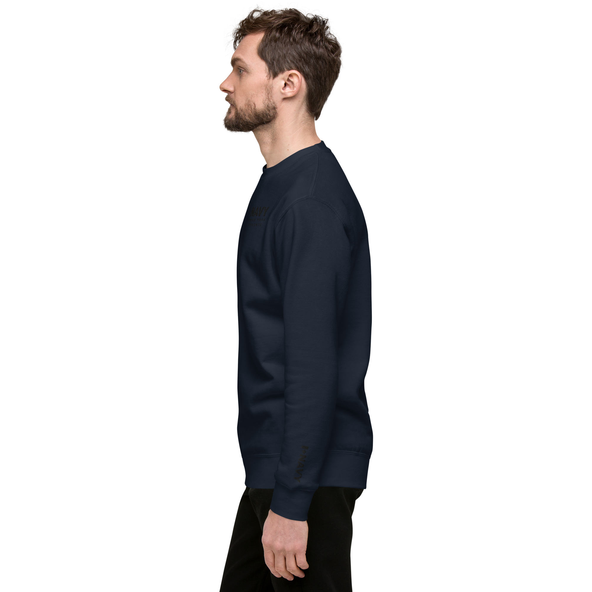 Embroidered NAVY HMCS YORK Unisex Premium Sweatshirt (Black Thread) - Image 3