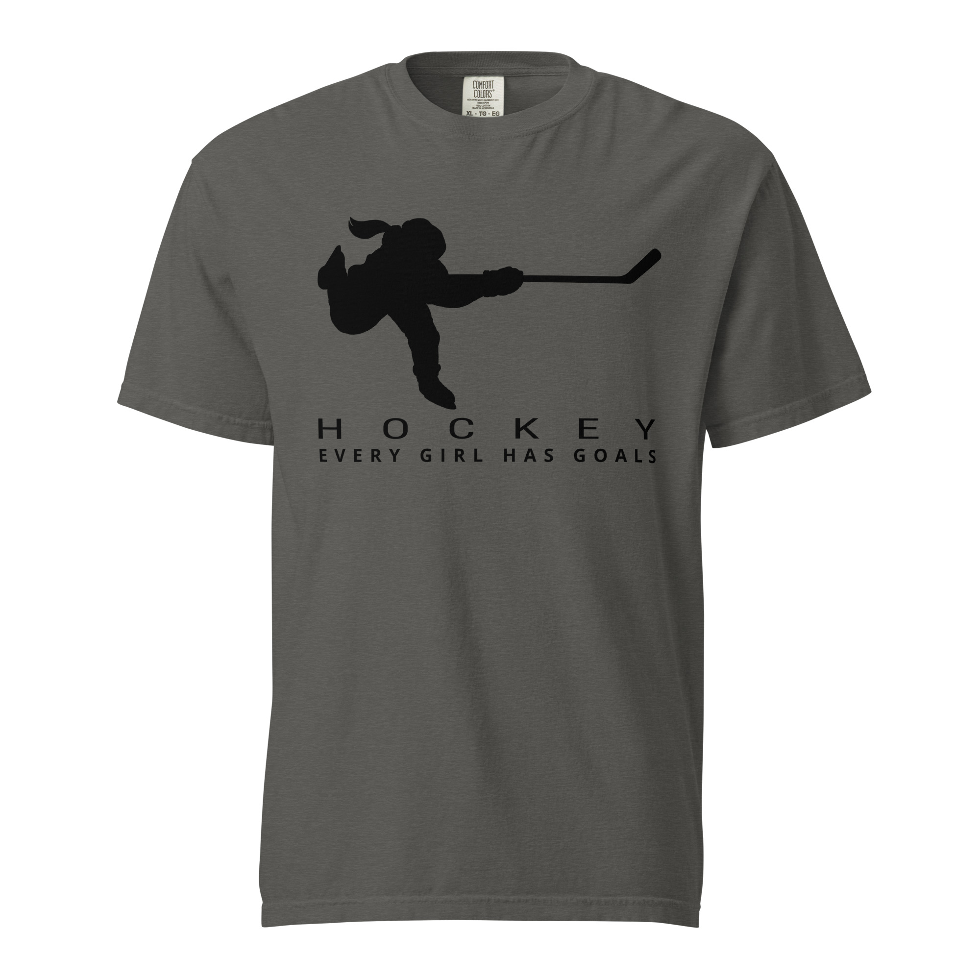 HOCKEY Every Girl Has Goals (Black) Unisex garment-dyed heavyweight t-shirt - Image 3