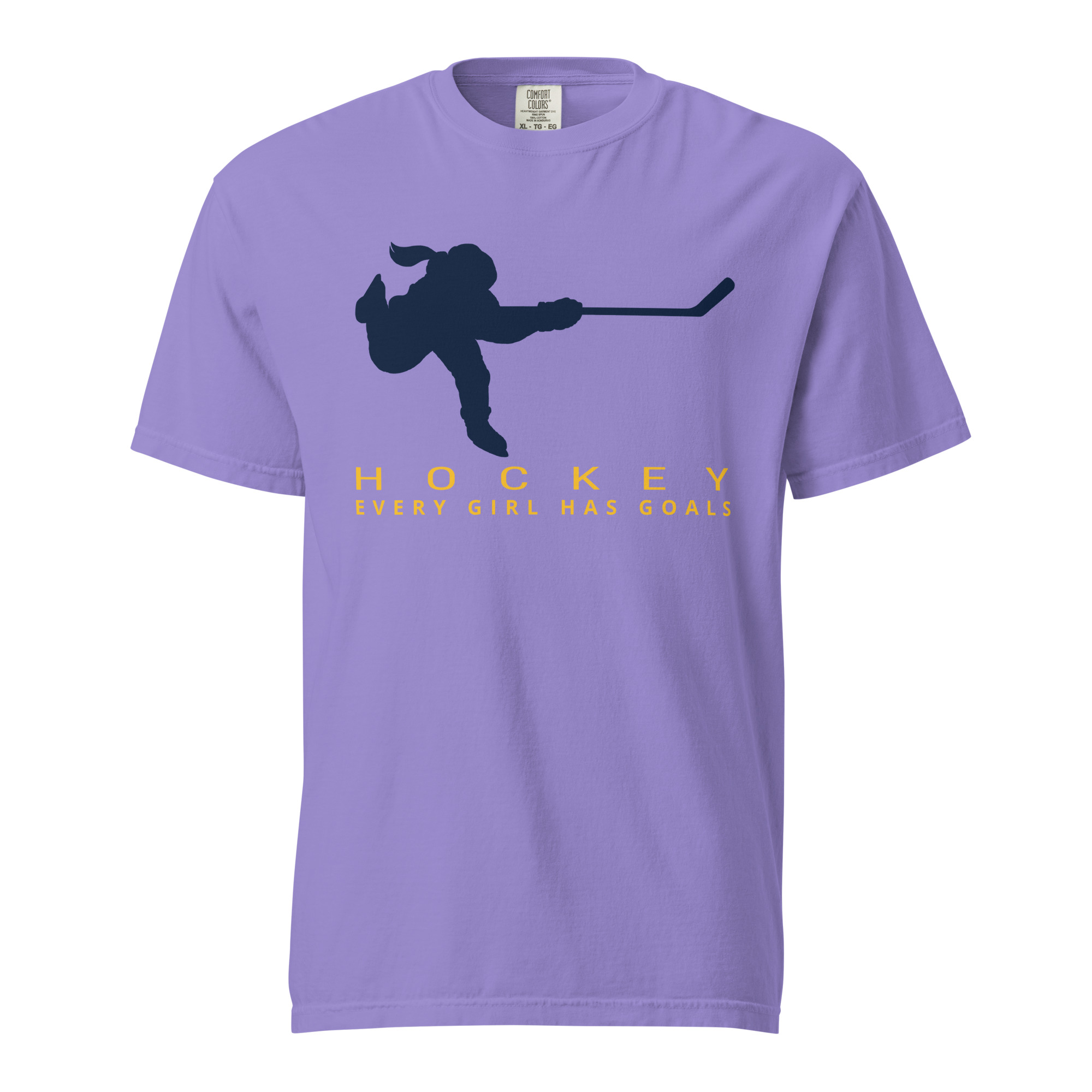 HOCKEY Every Girl Has Goals (Blue & Yellow Edition) Unisex garment-dyed heavyweight t-shirt - Image 7