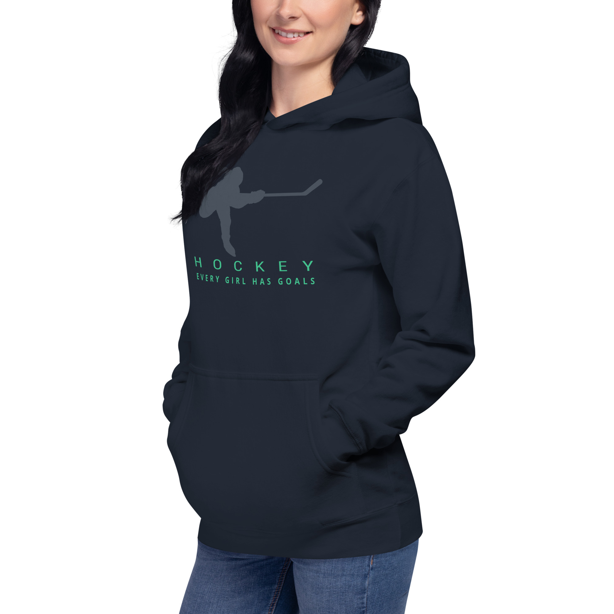 HOCKEY Every Girl Has Goals (Blue & Green Edition) Unisex Hoodie - Image 2