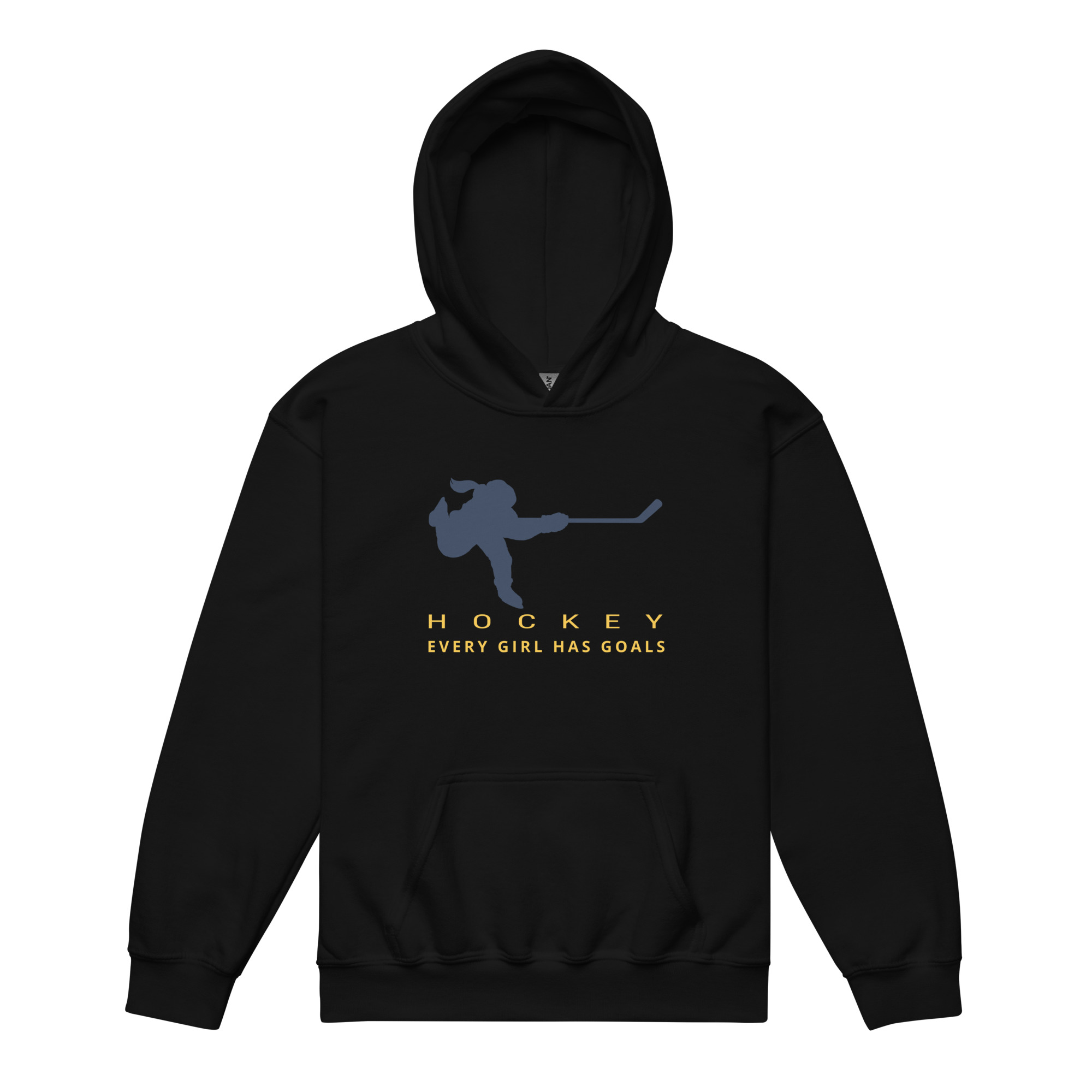 HOCKEY Every Girl Has Goals (Blue & Yellow Edition) Youth heavy blend hoodie - Image 2