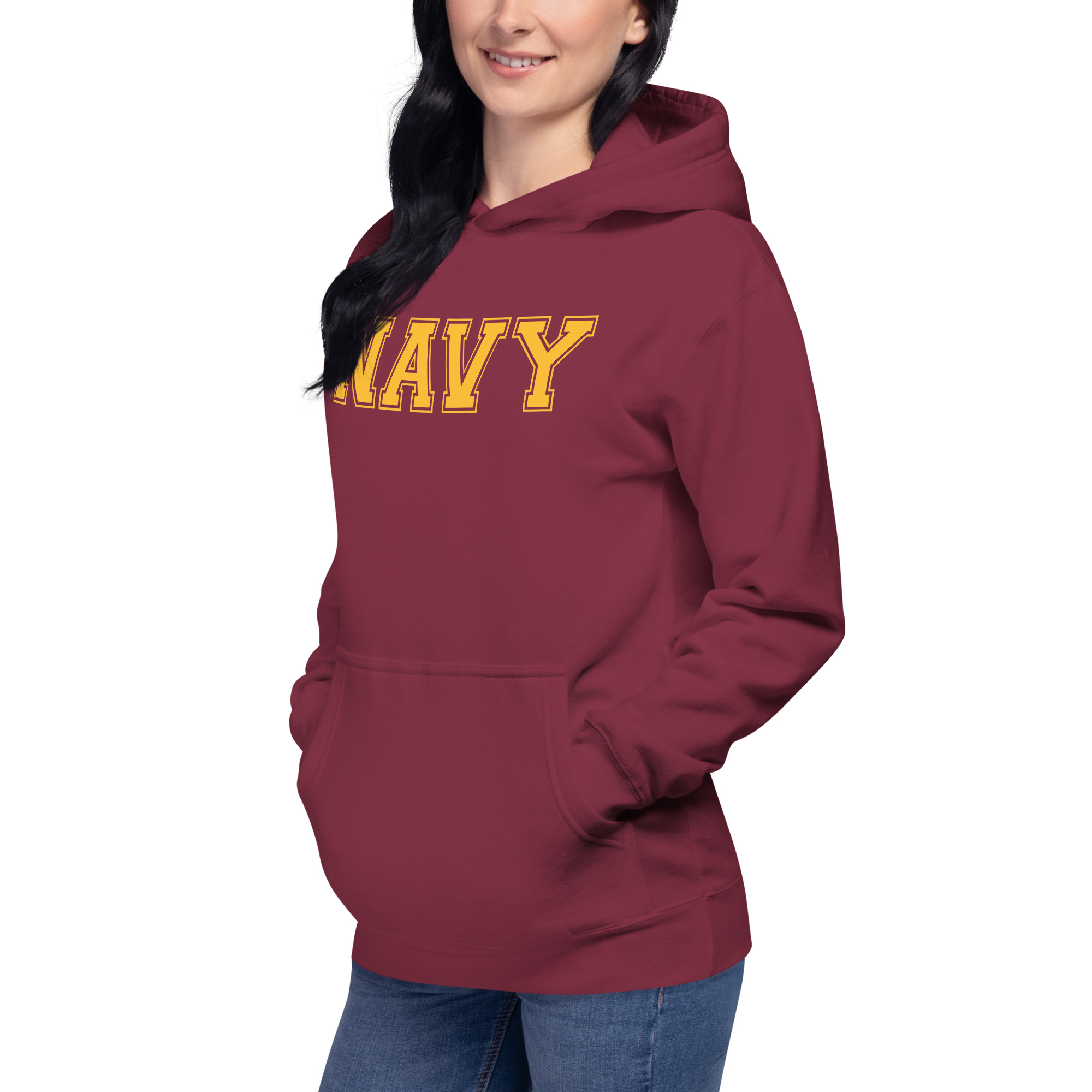 NAVY (varsity yellow) Unisex Hoodie - Image 3