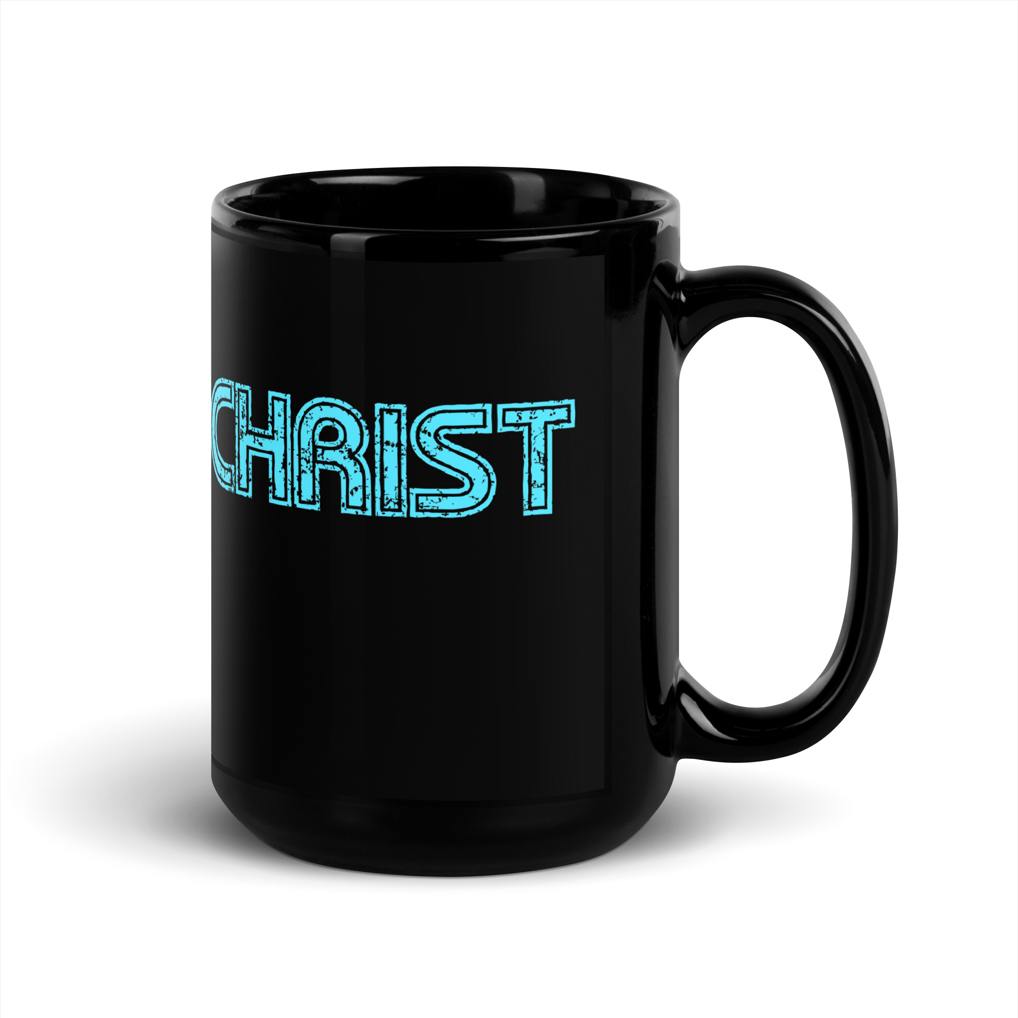 Cool On Christ Retro Blue Black Glossy Mug - Image 5