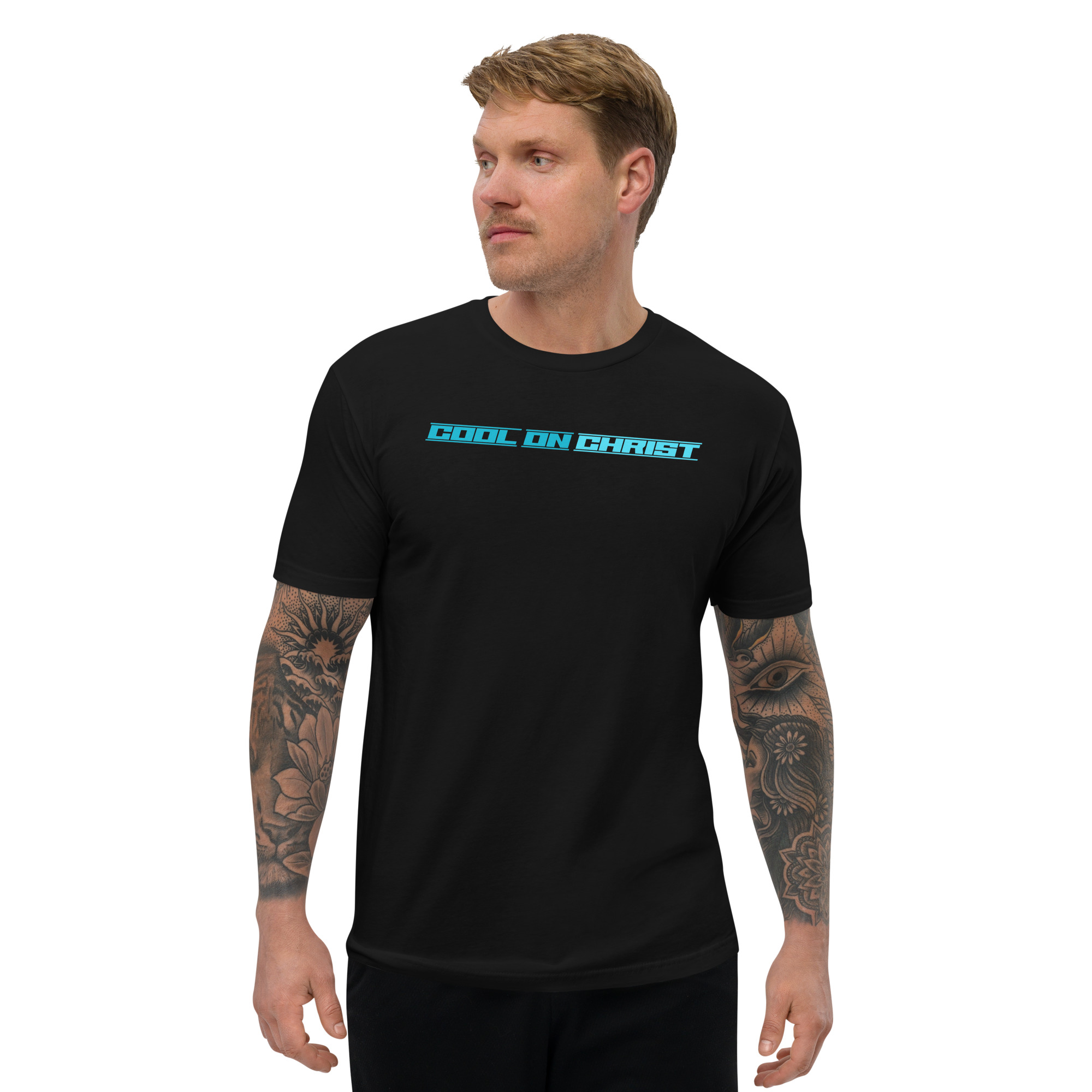 Cool On Christ Modern Blue Fitted Short Sleeve T-shirt - Image 2